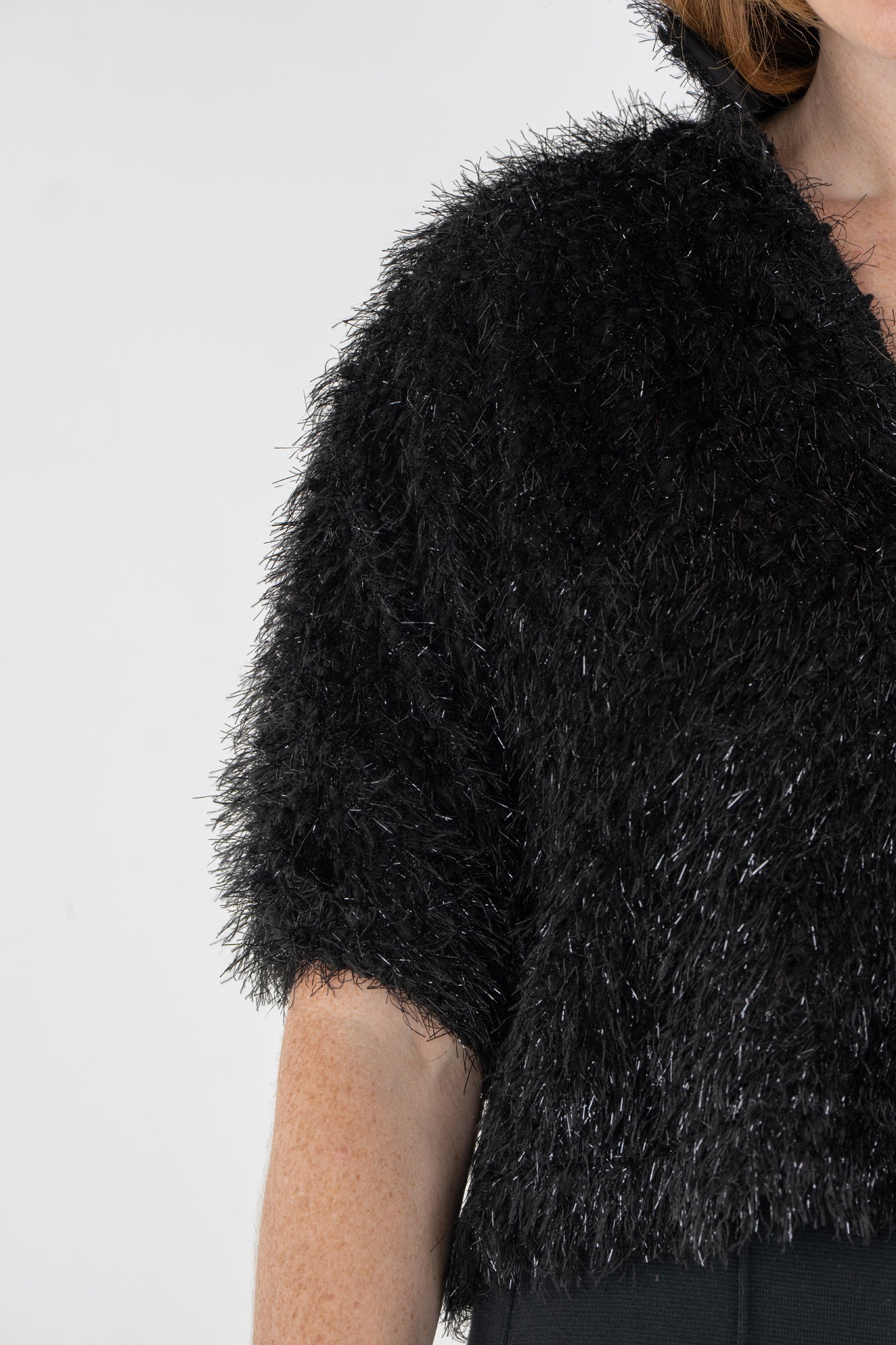 Estelle Top - Black Tie Feather Fringe