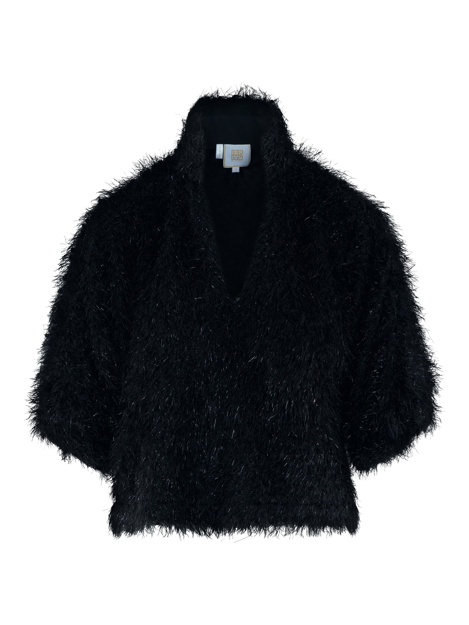 Estelle Top - Black Tie Feather Fringe