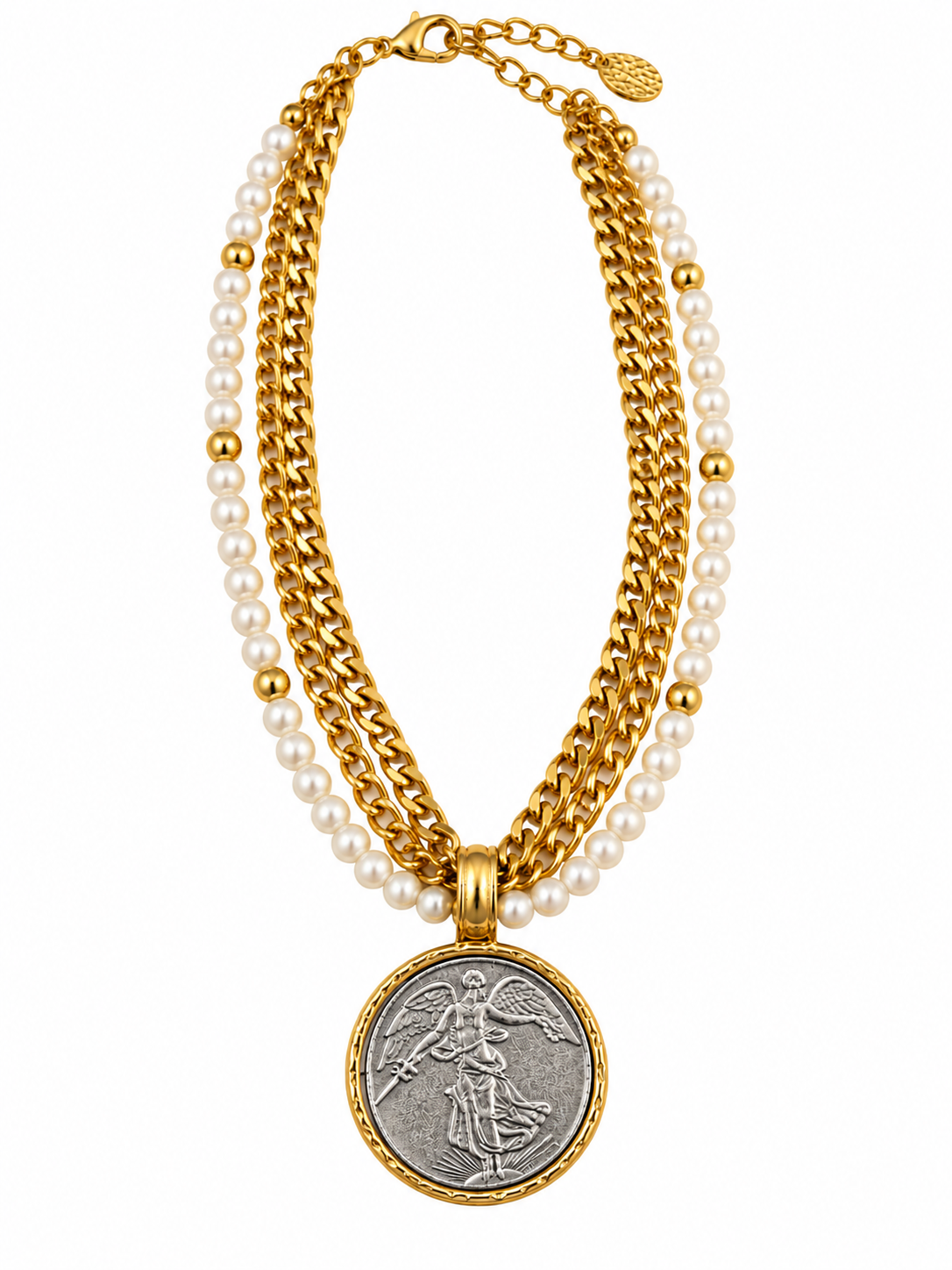 Pearl and Gold Coin Necklace