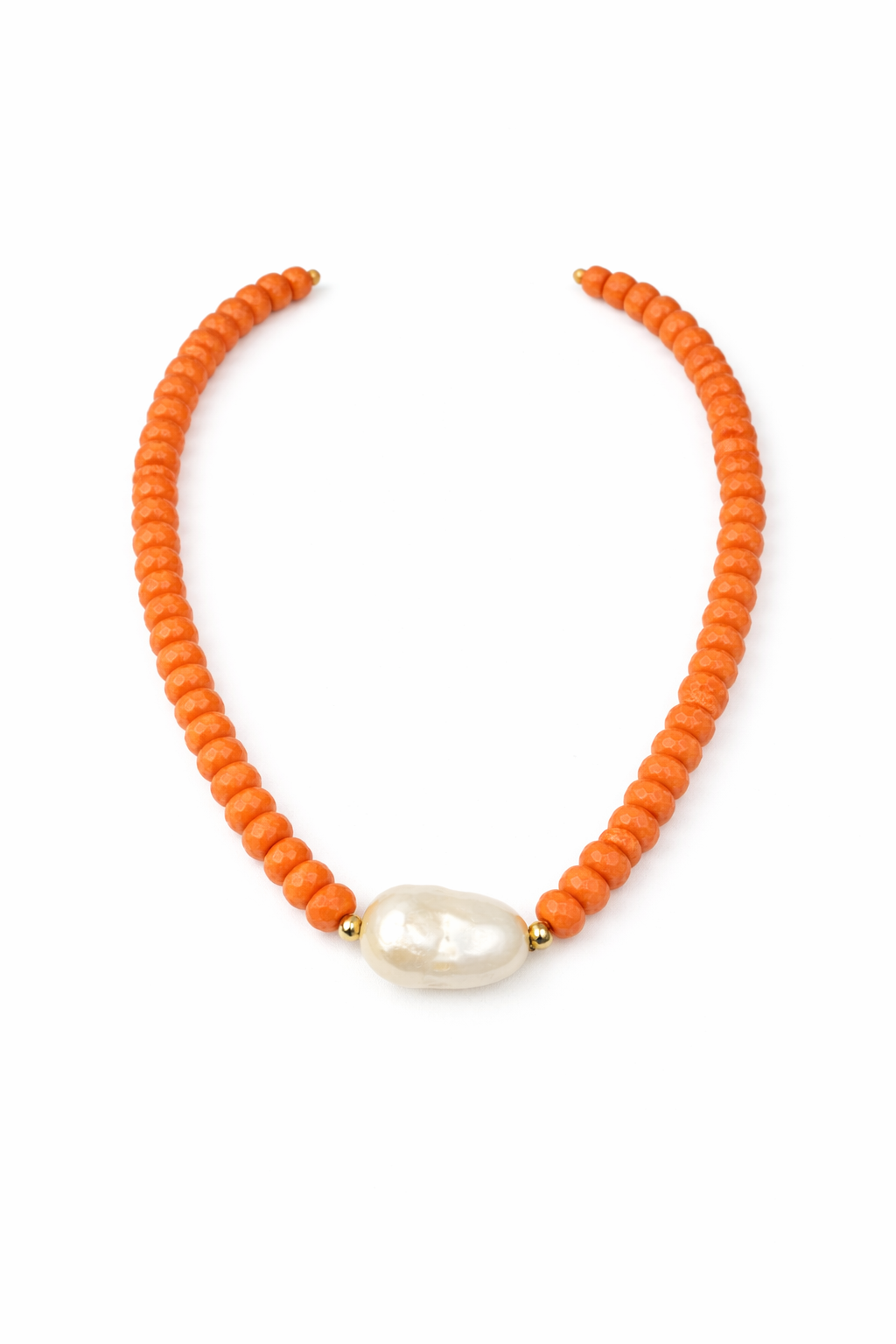 Quartz Beaded Necklace with Freshwater Pear - Five Colors