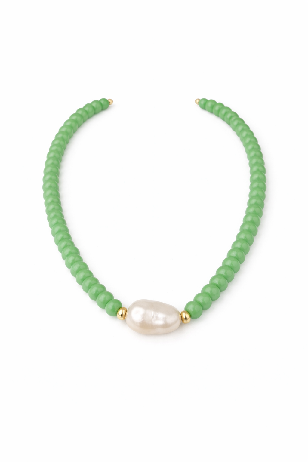 Quartz Beaded Necklace with Freshwater Pear - Five Colors