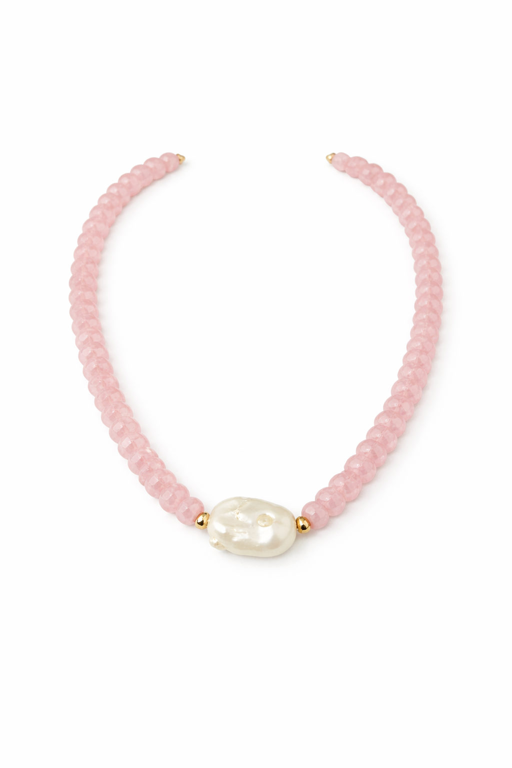 Quartz Beaded Necklace with Freshwater Pear - Five Colors