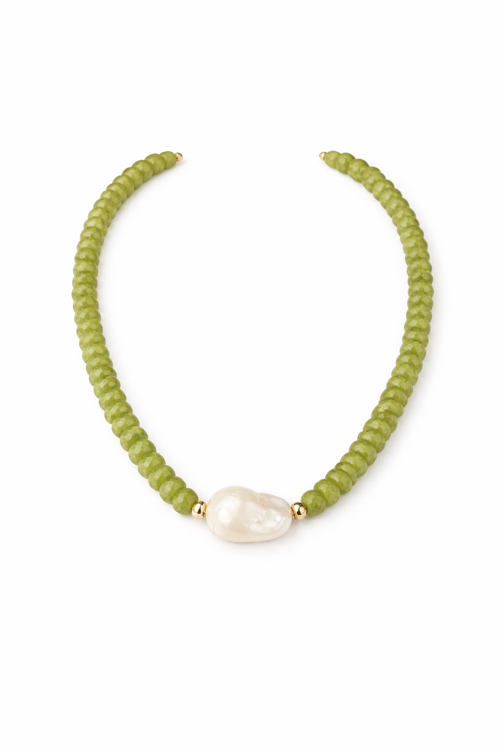 Quartz Beaded Necklace with Freshwater Pear - Five Colors