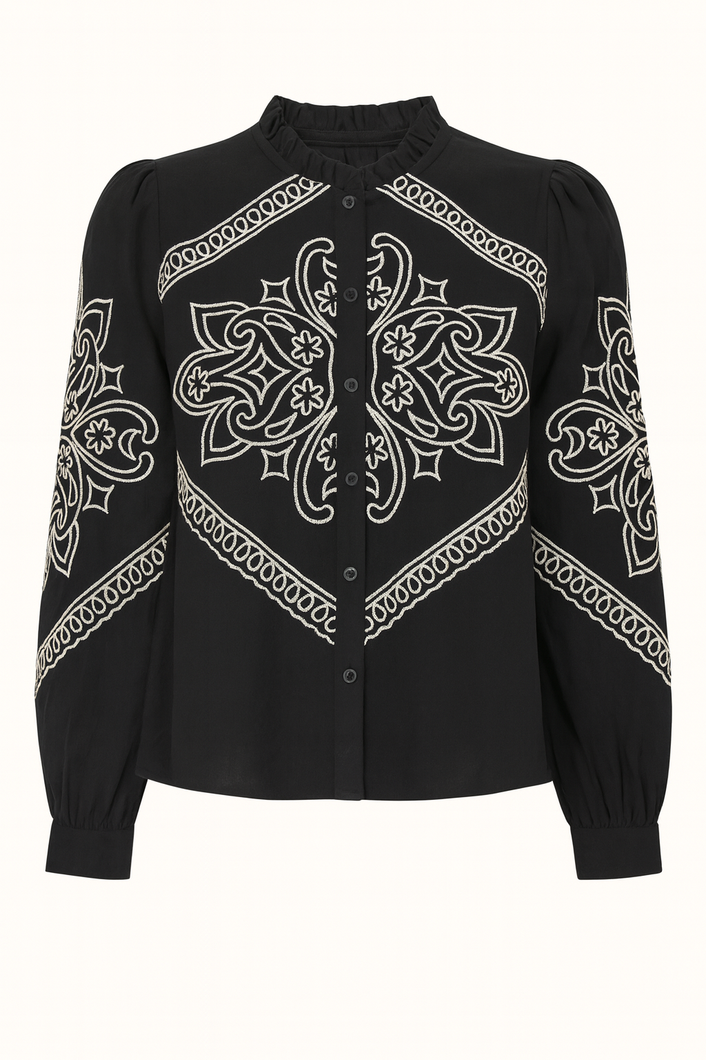 Rodeo Embroidered Ruffle Blouse - Two Colors