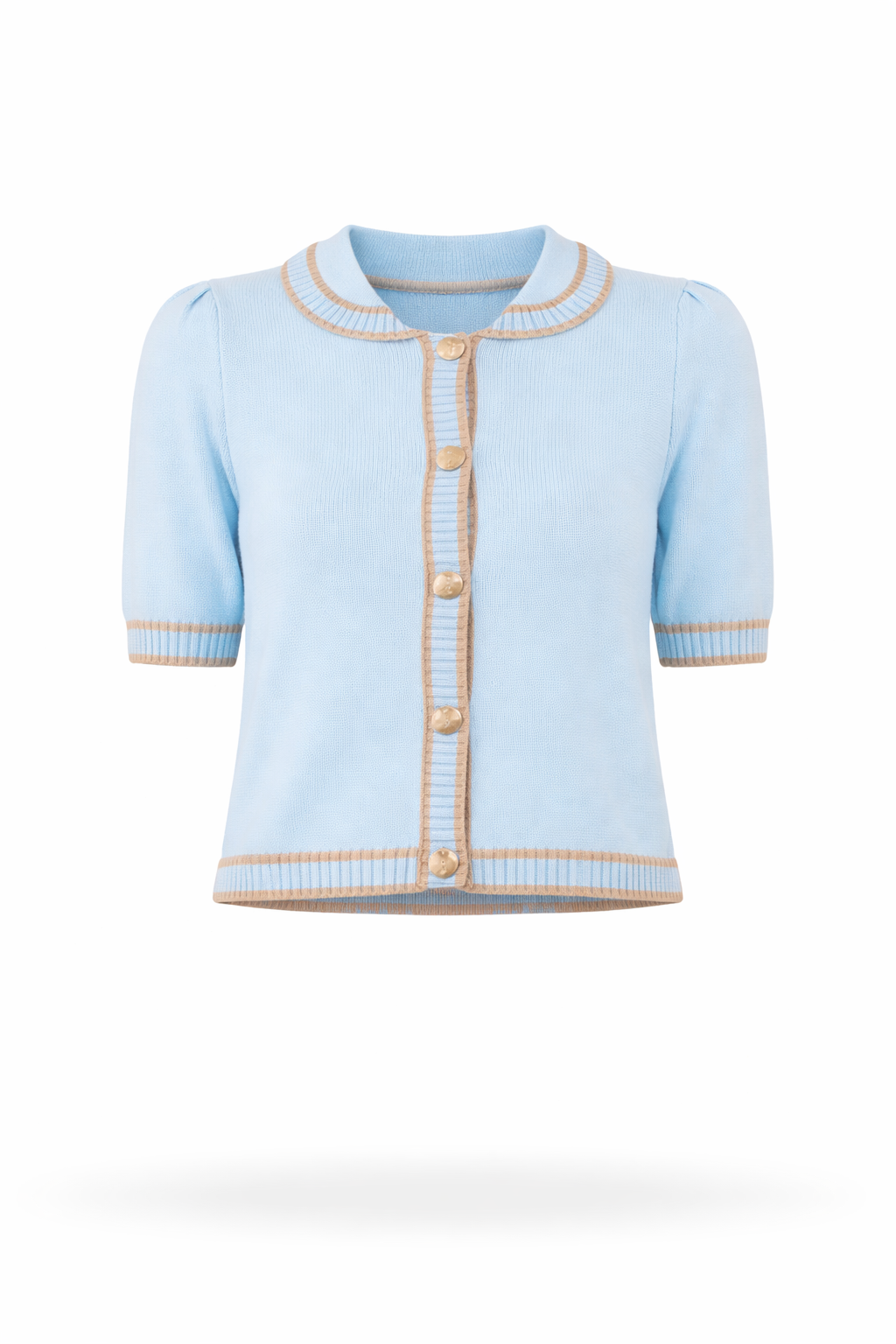 Contrast Trim Button Front Knit Top