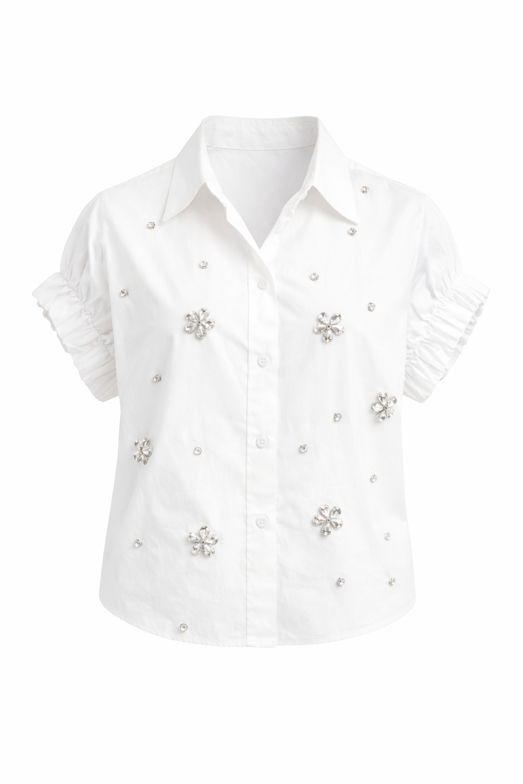 Solid Poplin Jeweled Top - Three Colors