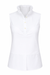 White sleeveless blouse with ruffled collar on a white background