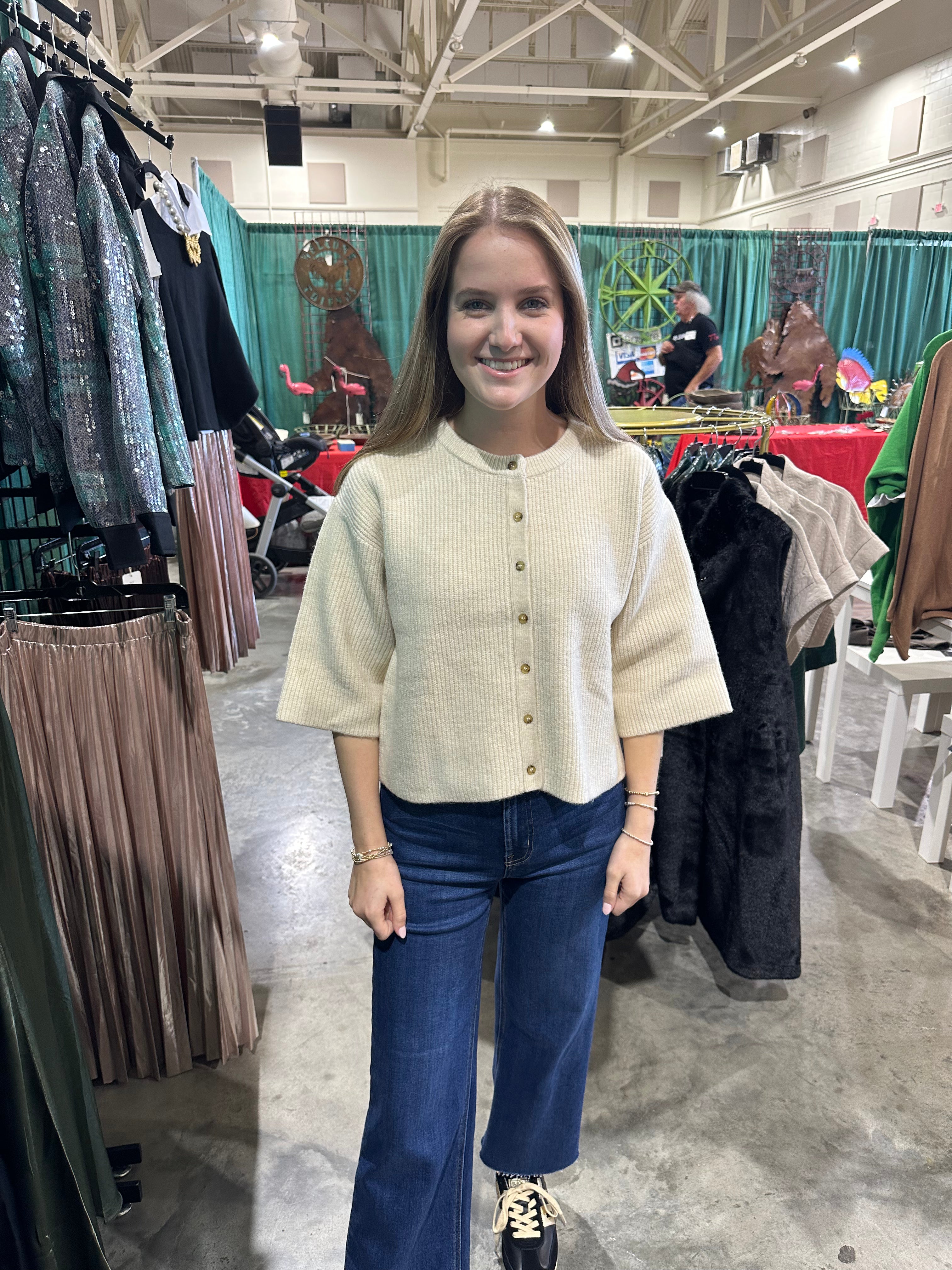 The Amelia Button Down 3/4 Sleeve Cardigan -Two Colors