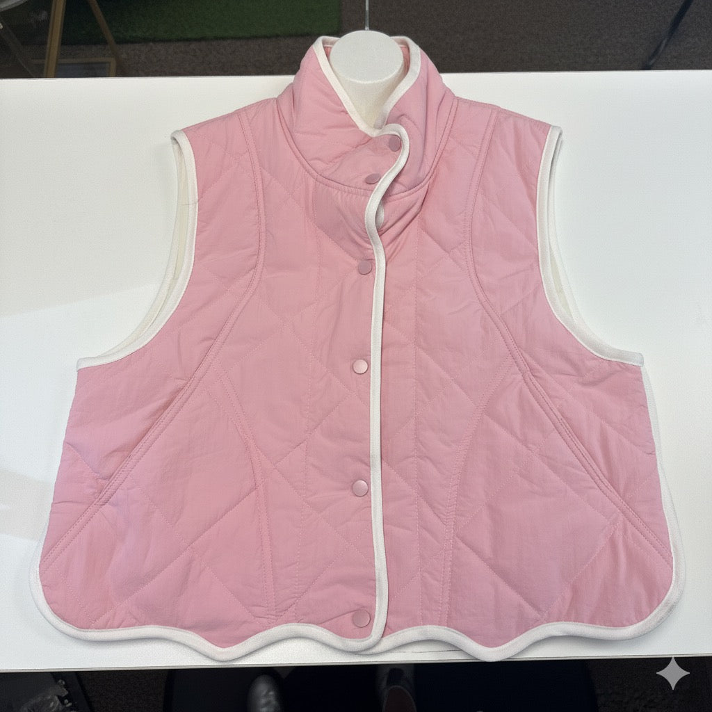 Scalloped Hem Quilted Vest - Two Colors