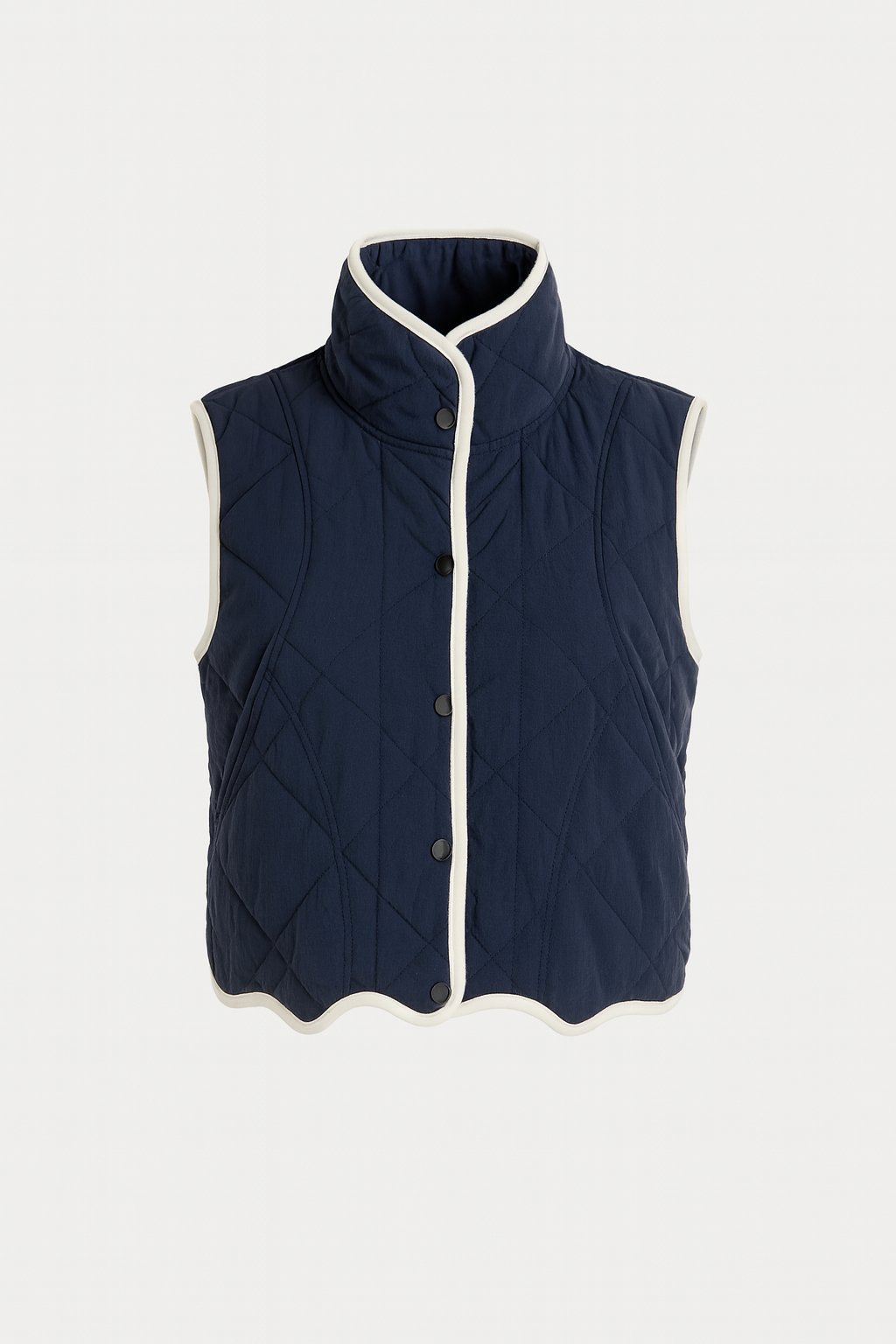 Scalloped Hem Quilted Vest - Two Colors