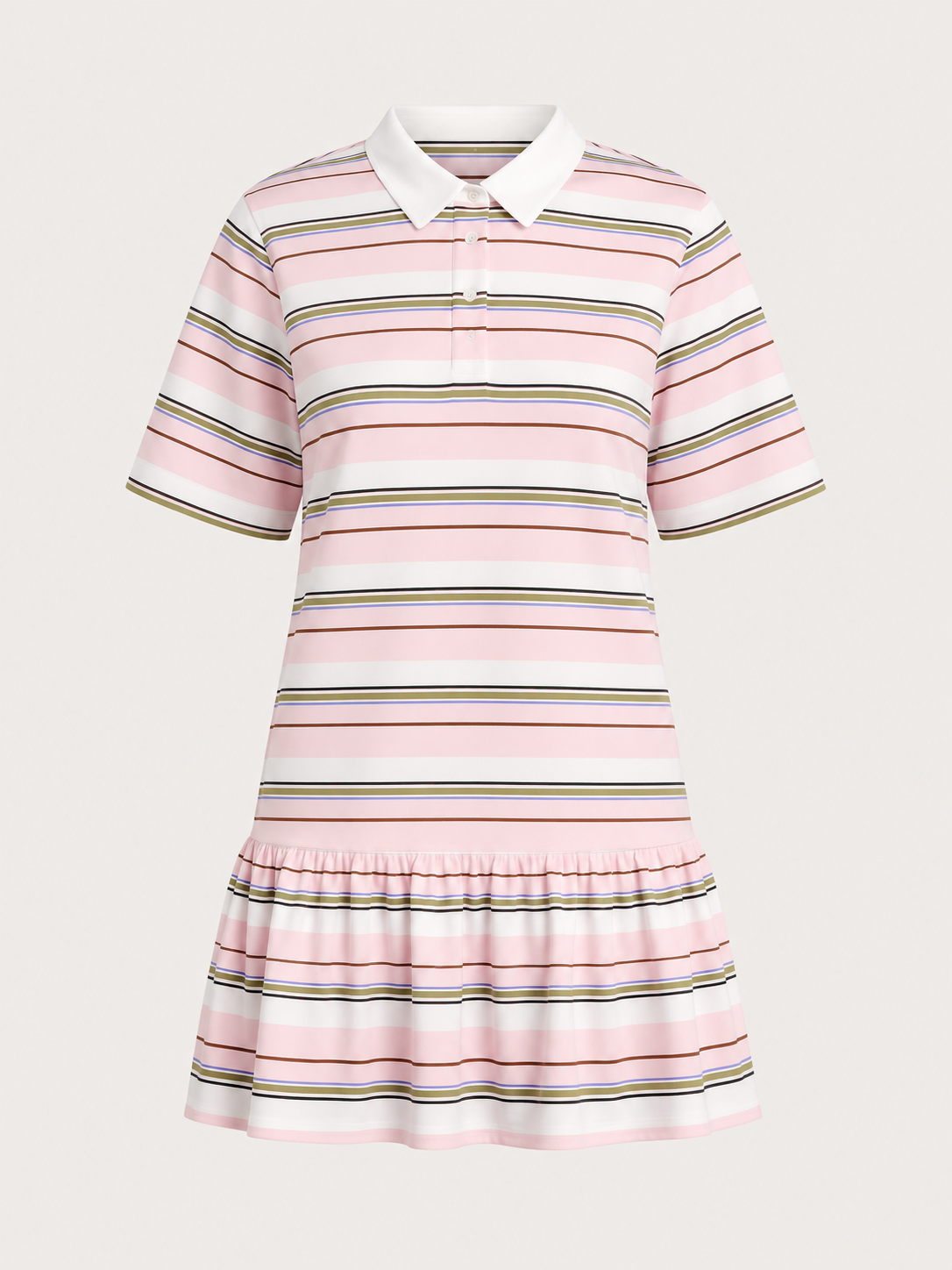 Striped Polo Mini Dress - Pink