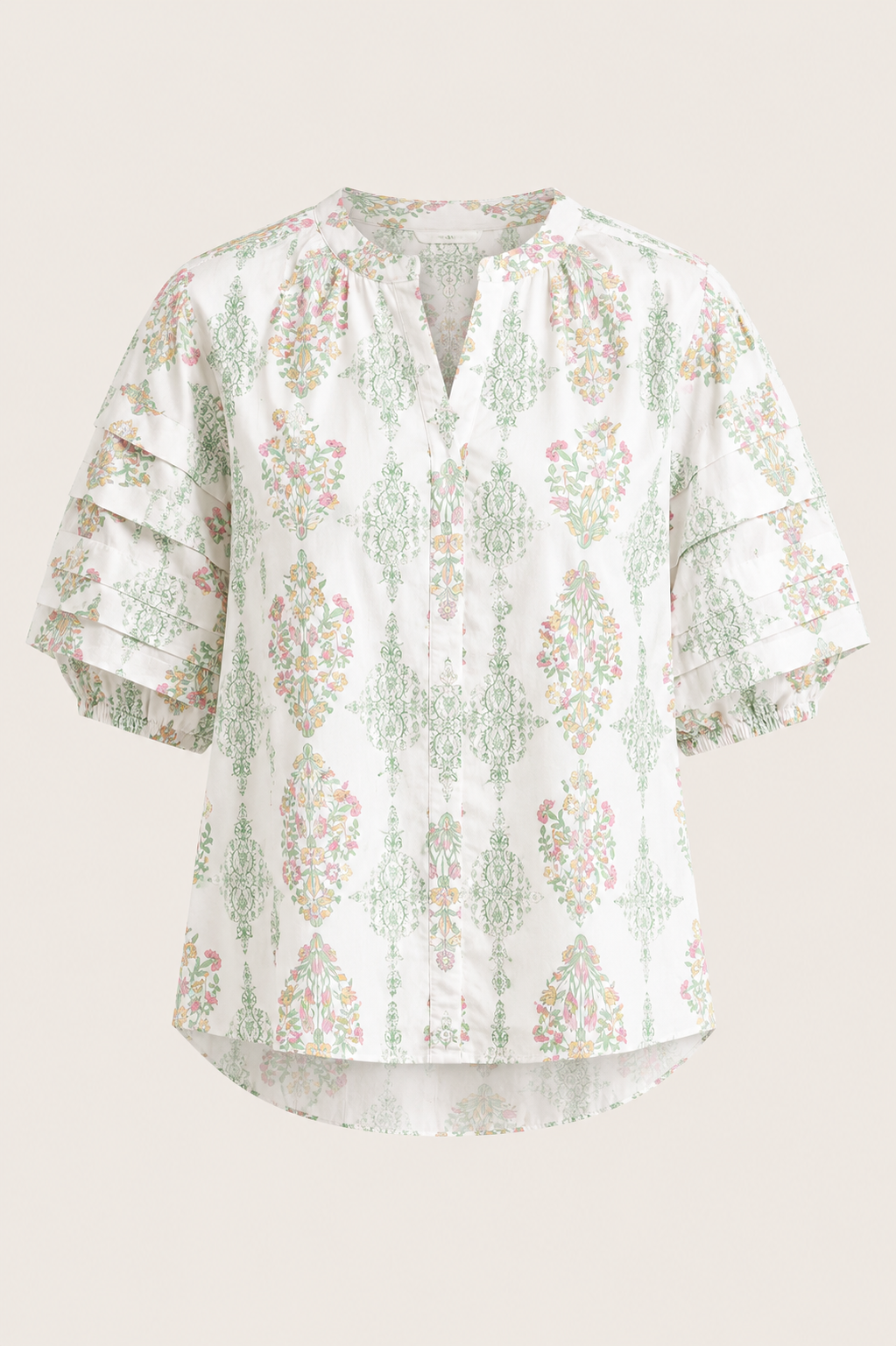 Vintage Floral Pleat Sleeve Top