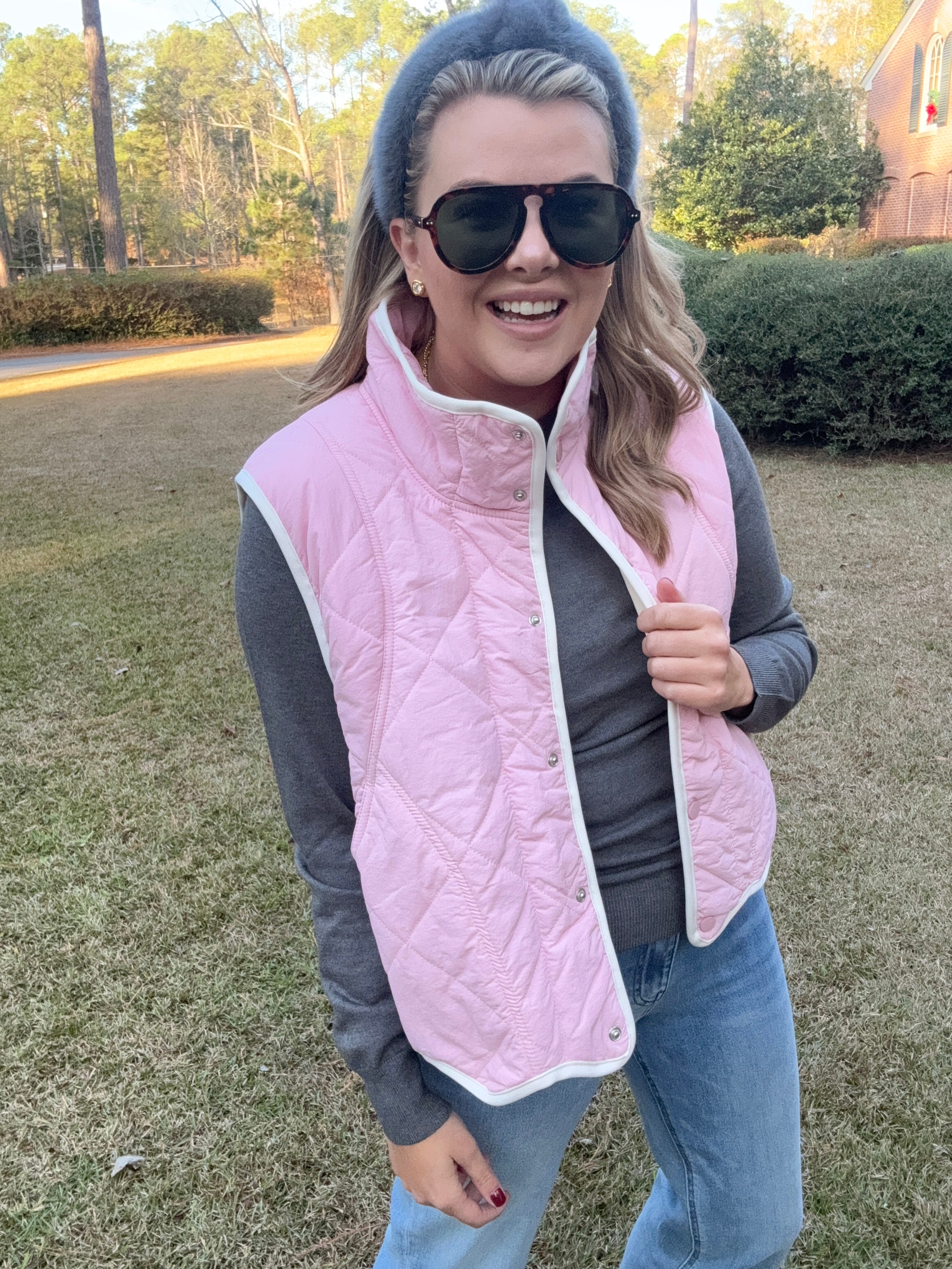 Scalloped Hem Quilted Vest - Two Colors
