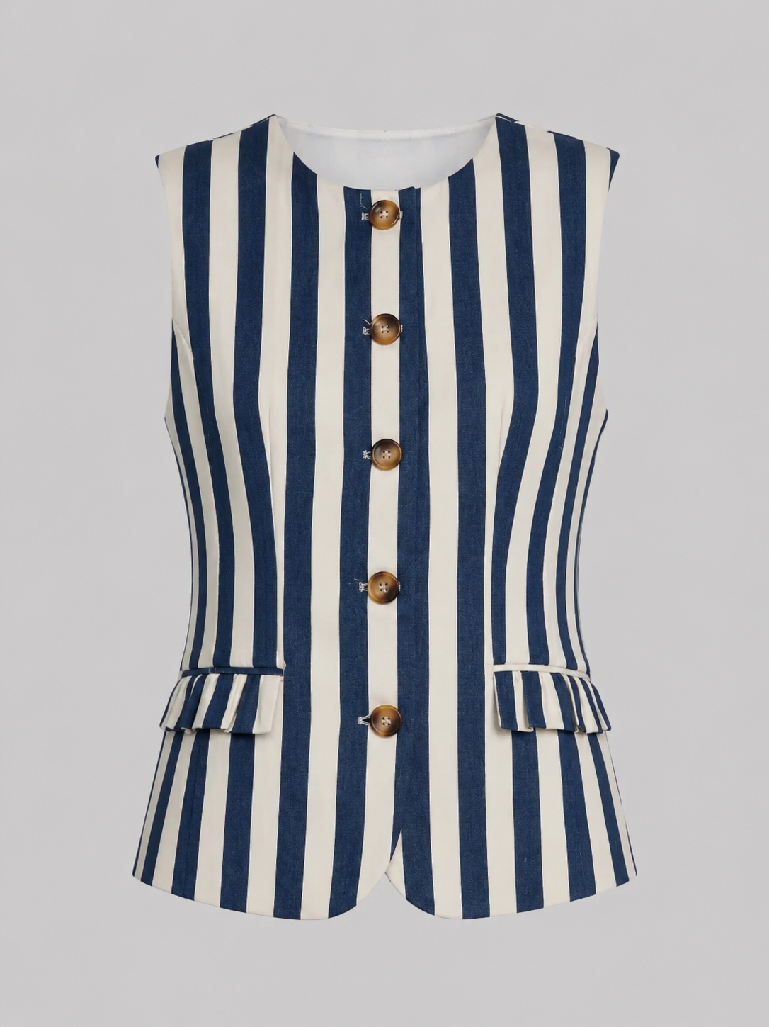 The Olivia Striped Ruffle Sleeveless Vest