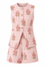Pink floral two-piece suit on a white background