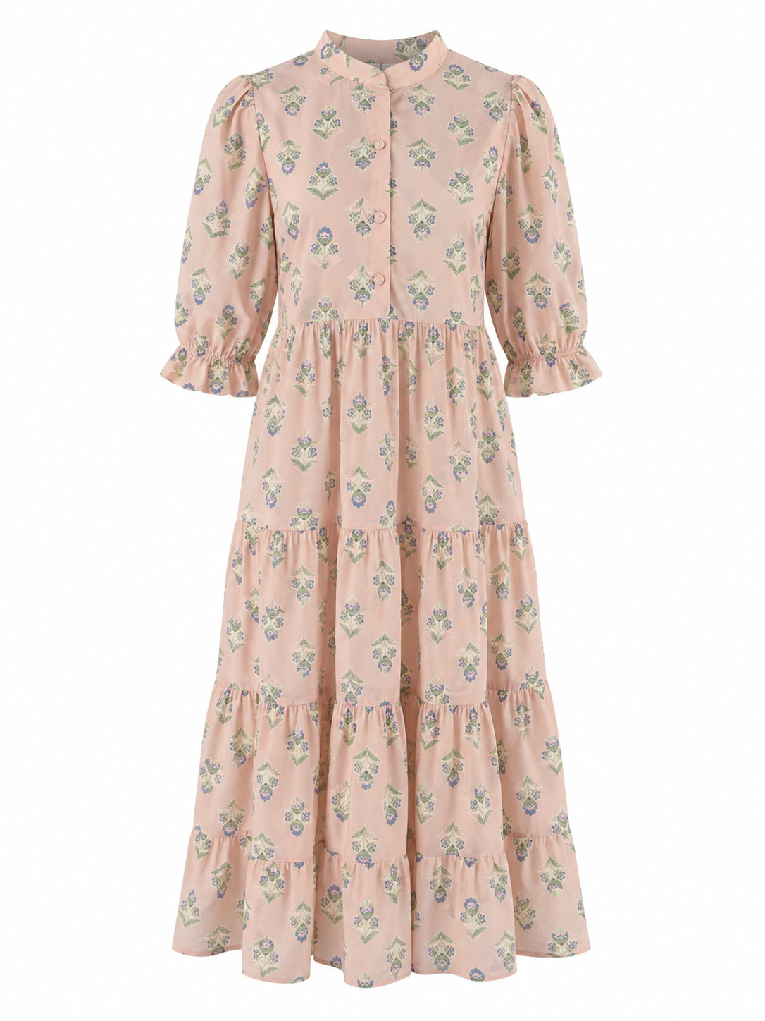 French Floral Tier Maxi Dress - Pink