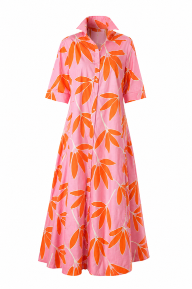 palm shirt dress Aubrey Palm Shirt Midi Dress
