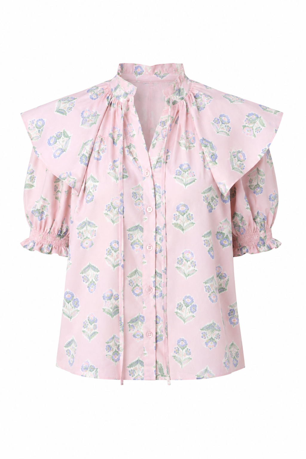 French Floral Novelty Collar Top