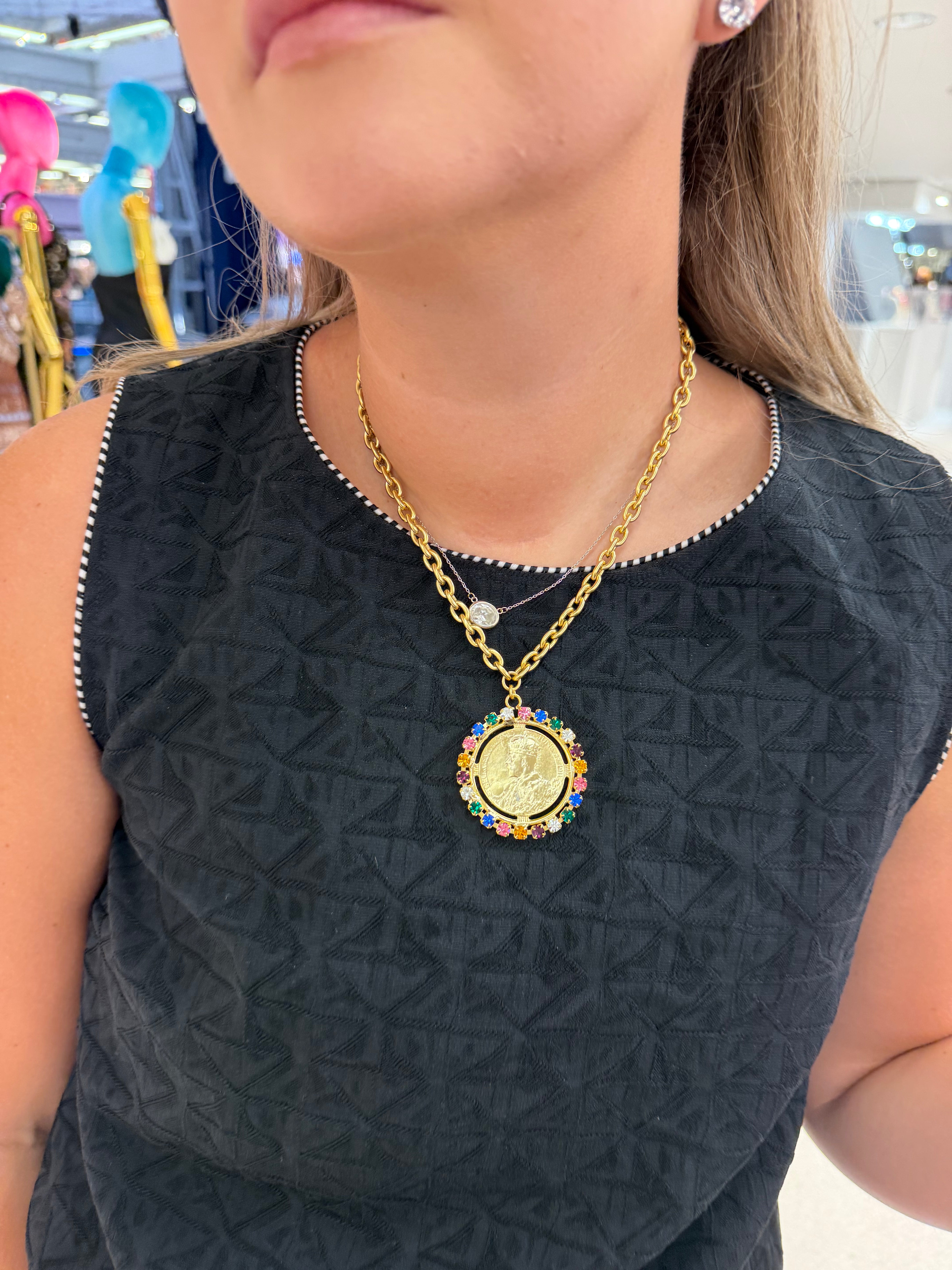 Multi Color Coin Necklace