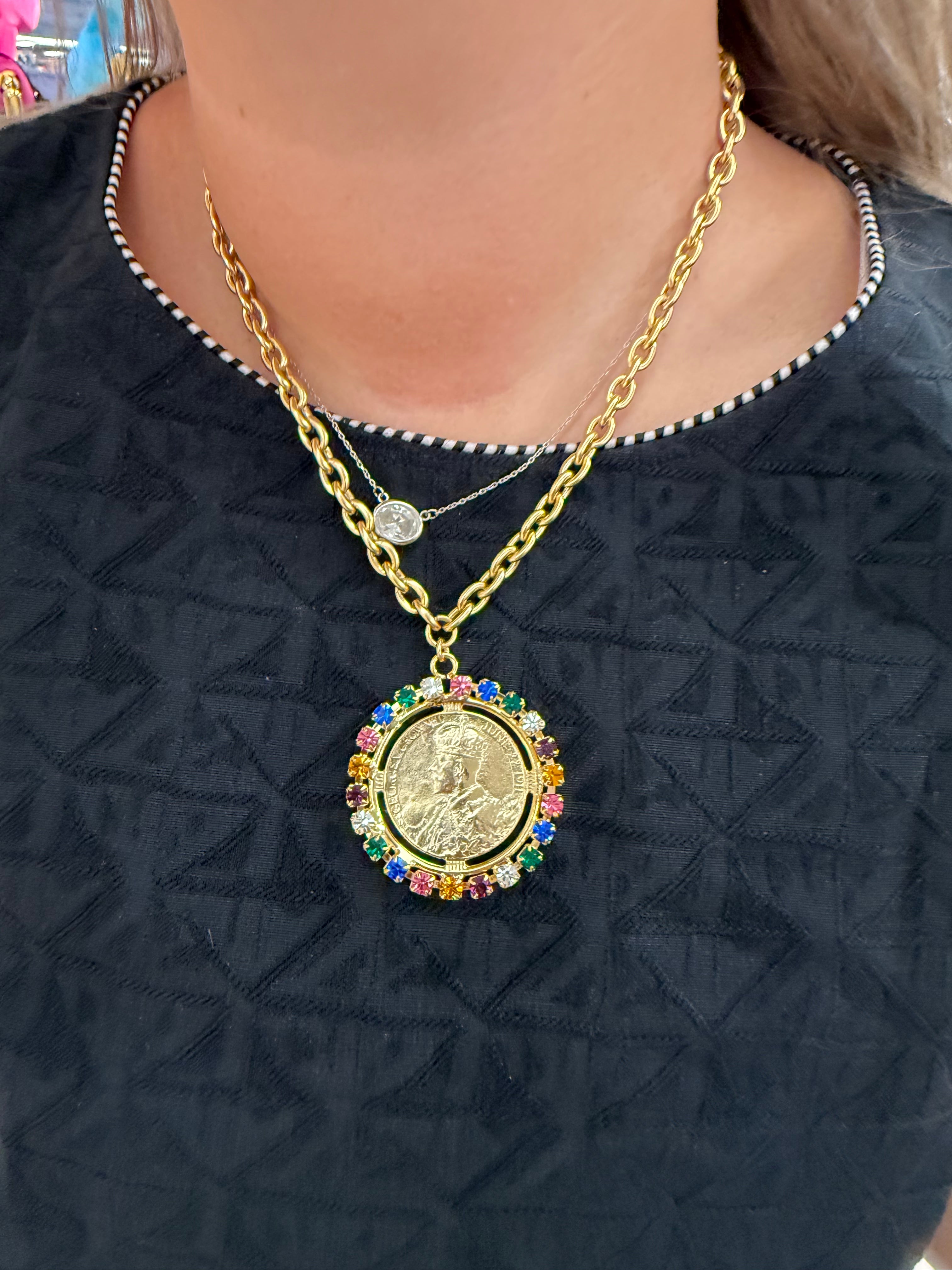 Multi Color Coin Necklace