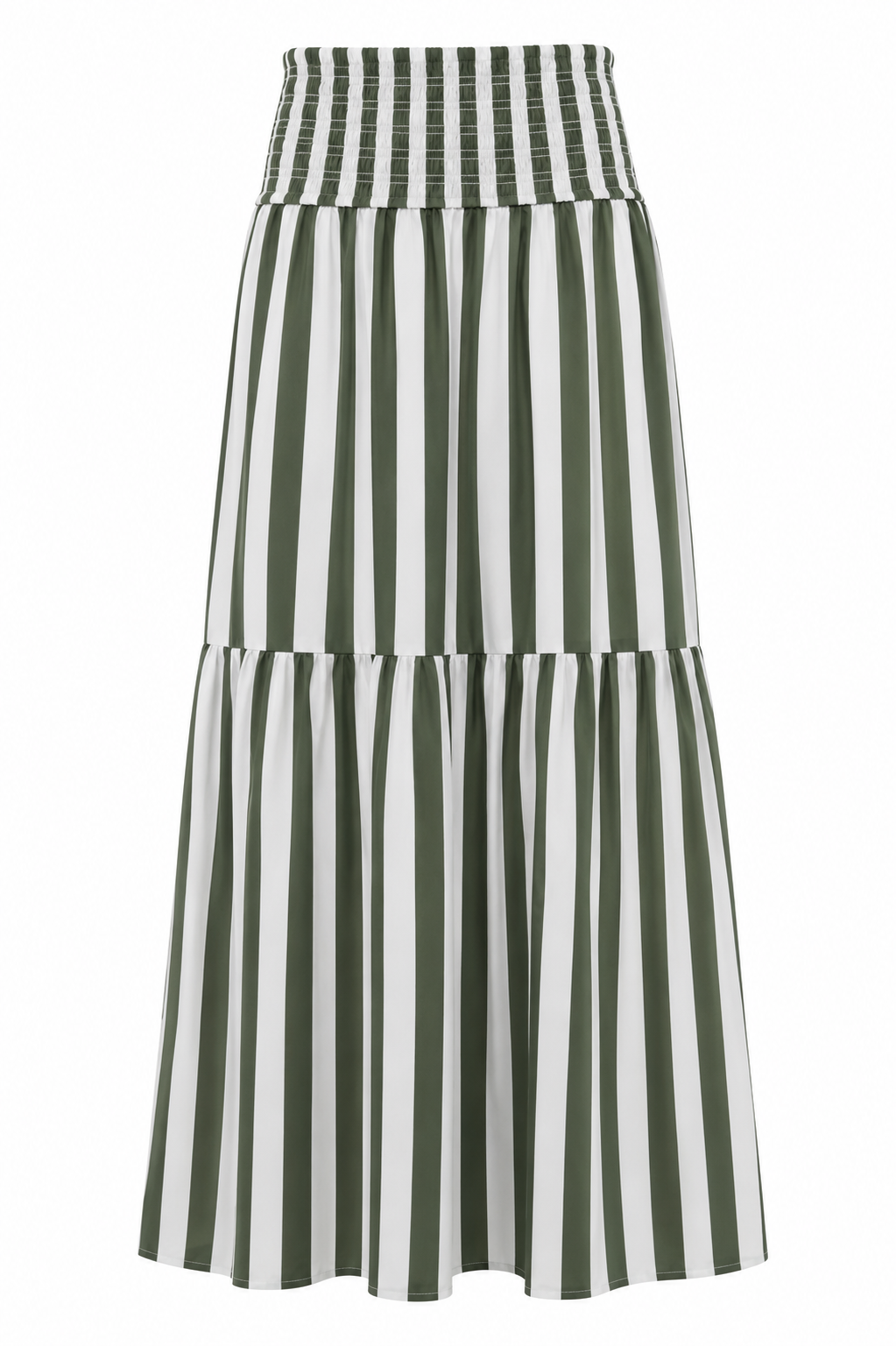 Bold Stripe Smock Tier Maxi Skirt - Blue