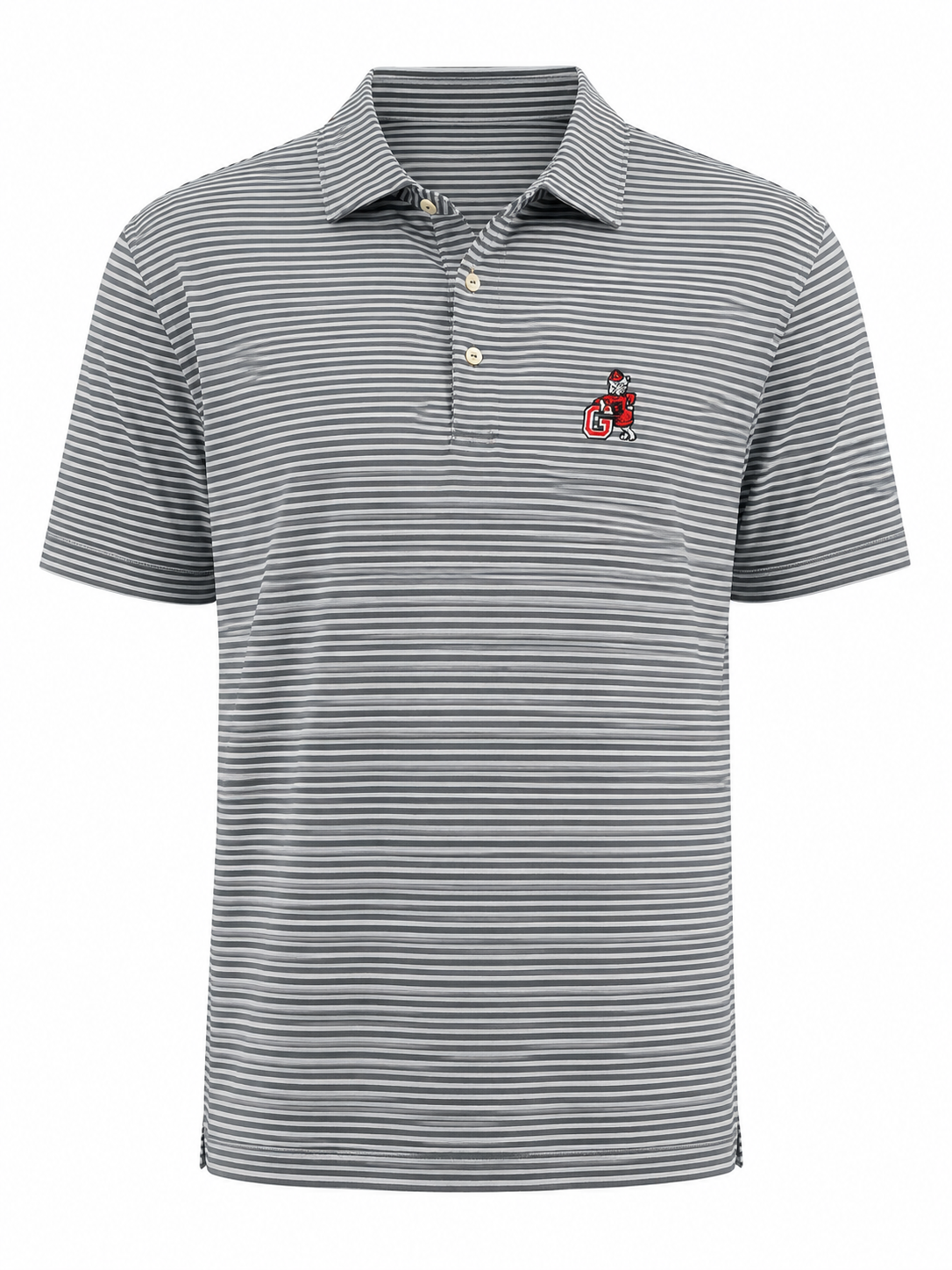 Georgia Tiebreaker Performance Jersey Stripe Polo by Peter Millar - Iron