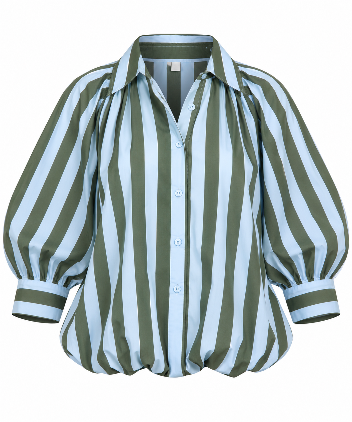 Stripe Poplin 3/4 Sleeve Bubble Top - Blue