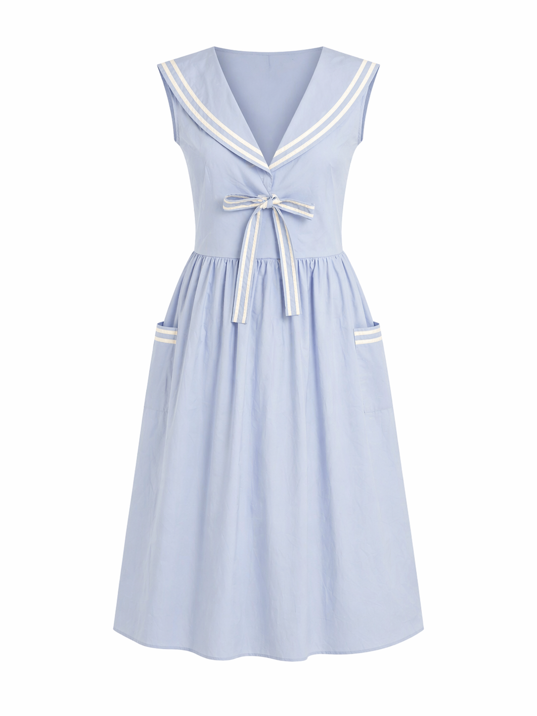 Sailor Collar Midi Dress- Blue