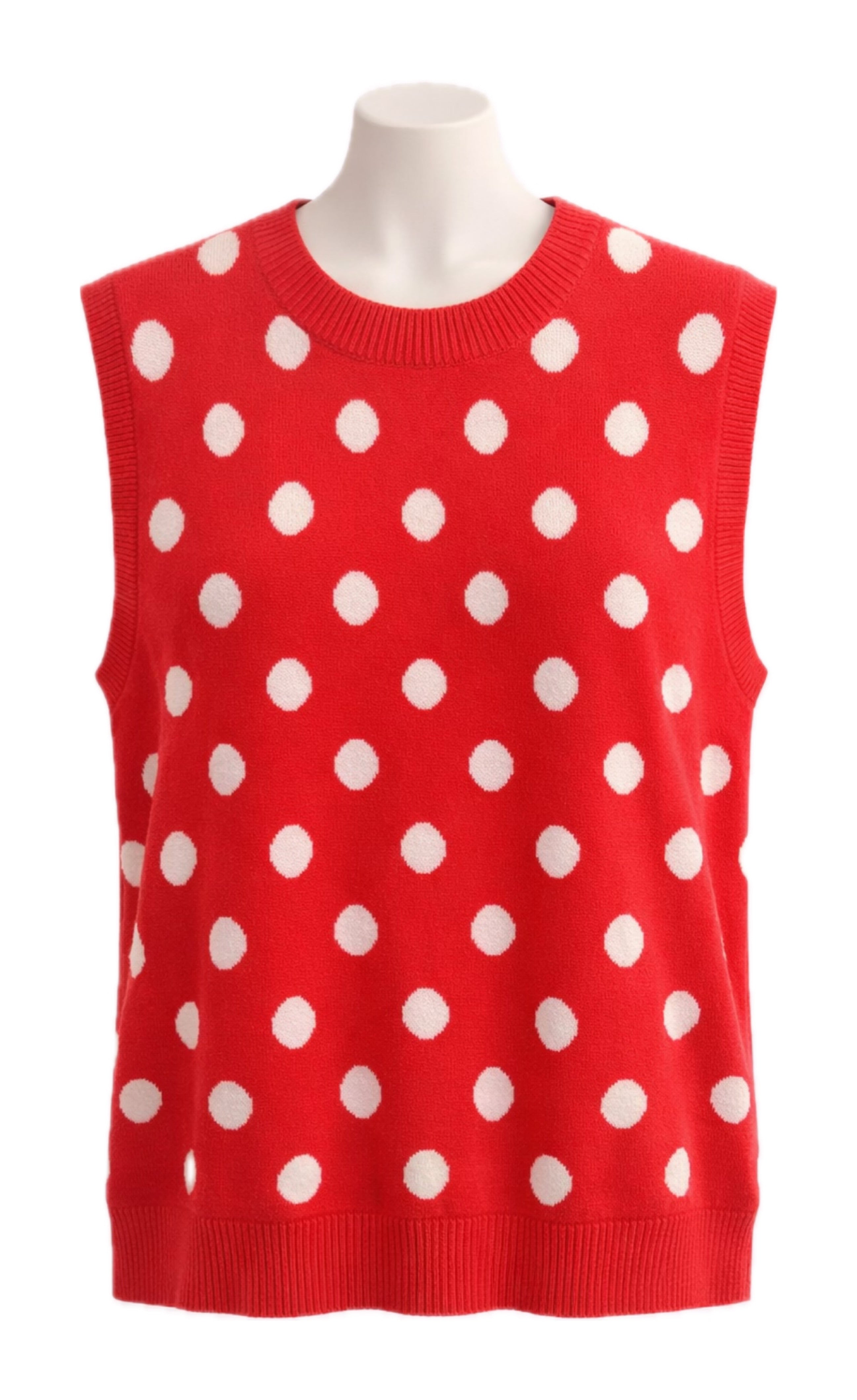 Red Polka Dot Sleeveless Sweater