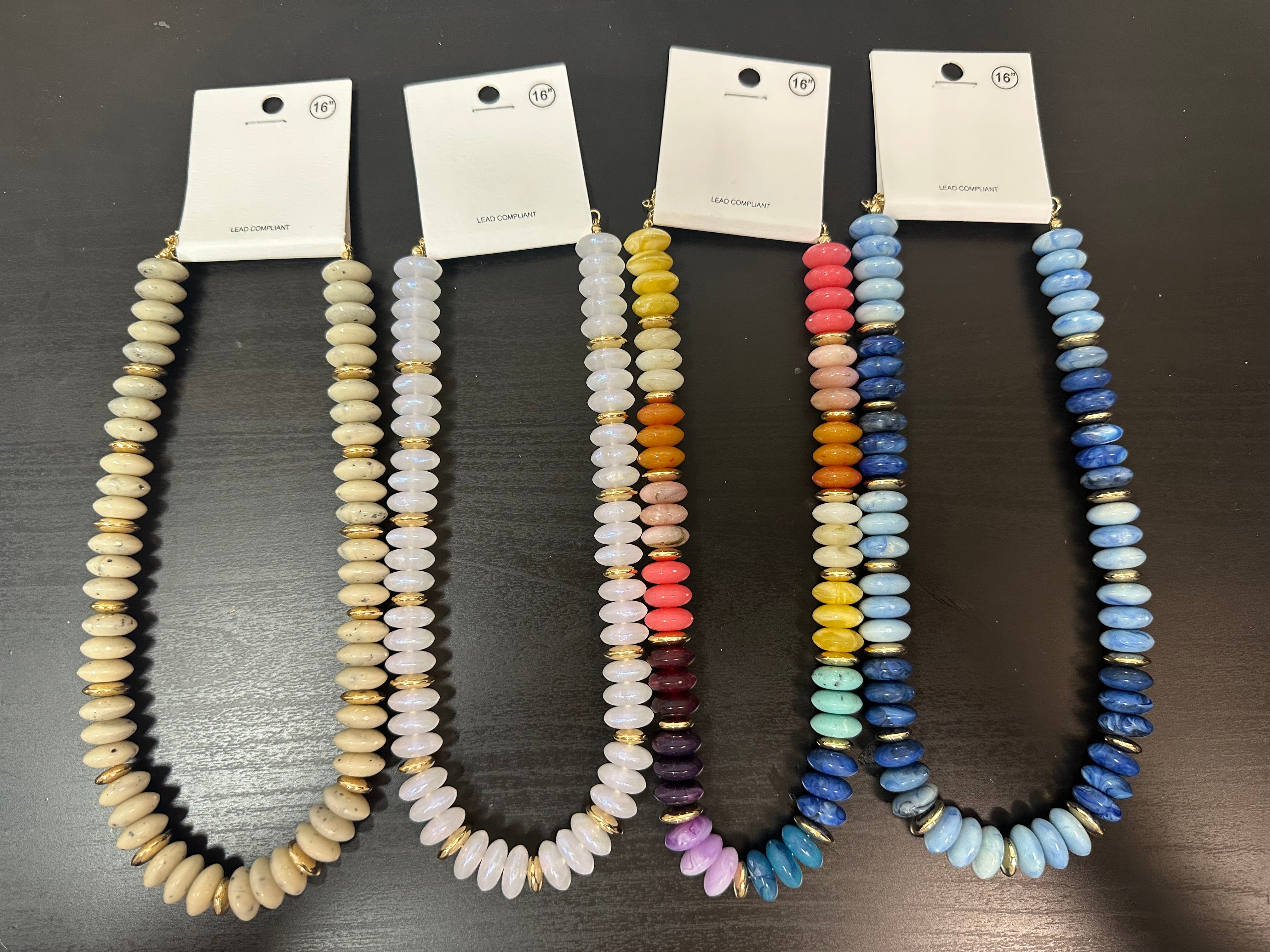 Color Wide Marble Beaded Necklace - Four Colors