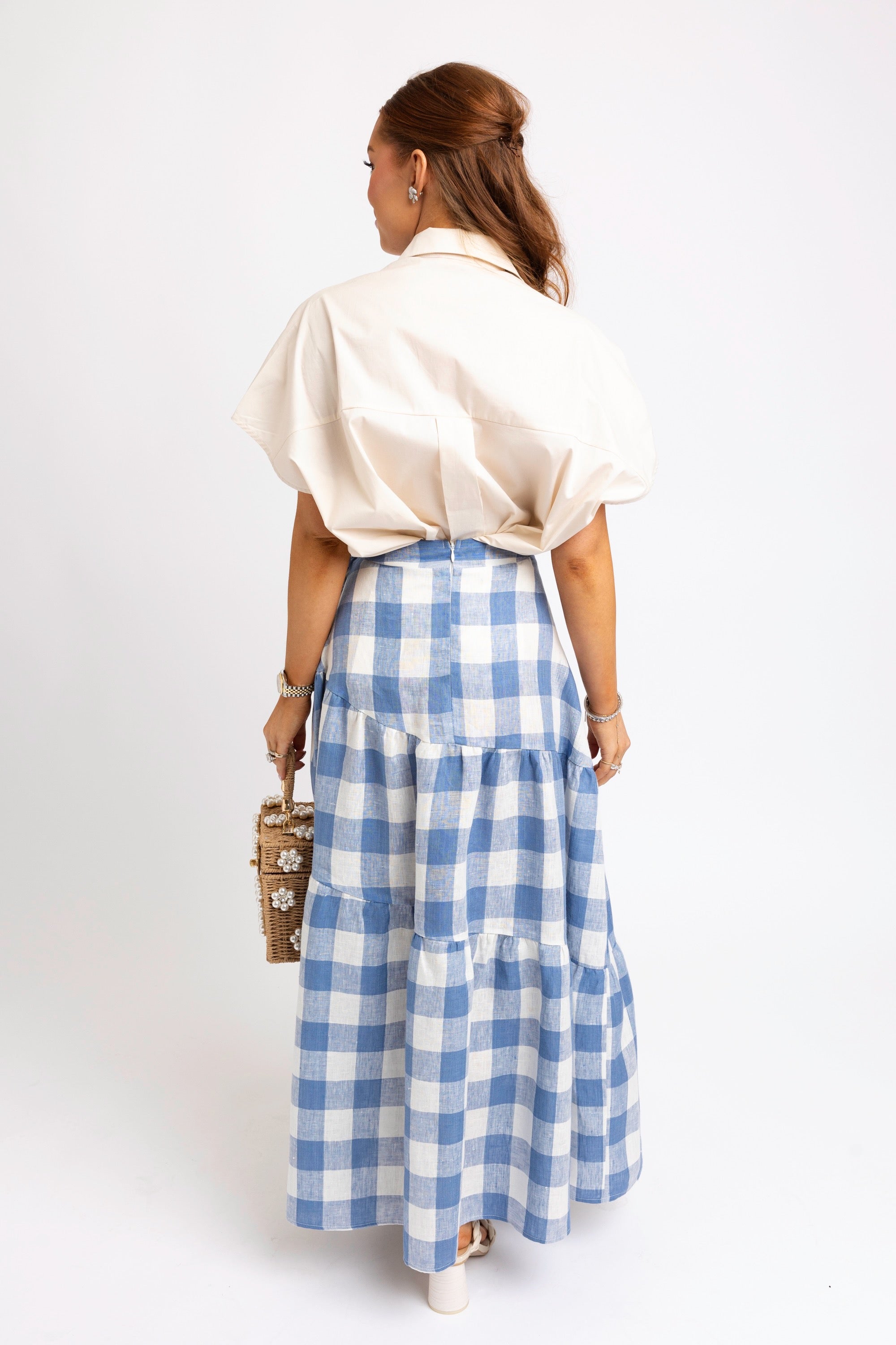 Buffalo Check Maxi Skirt with Tie
