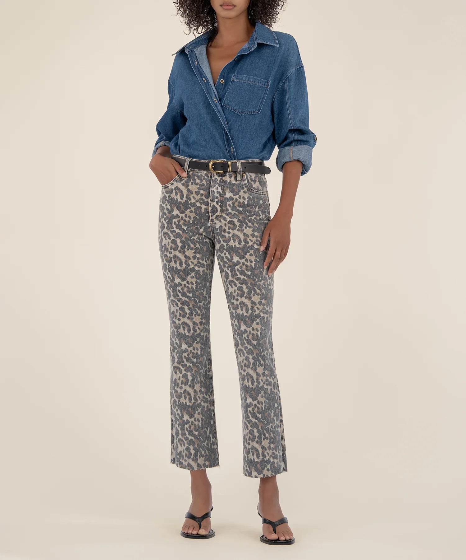 Kelsey High Rise Ankle Flare - Tan