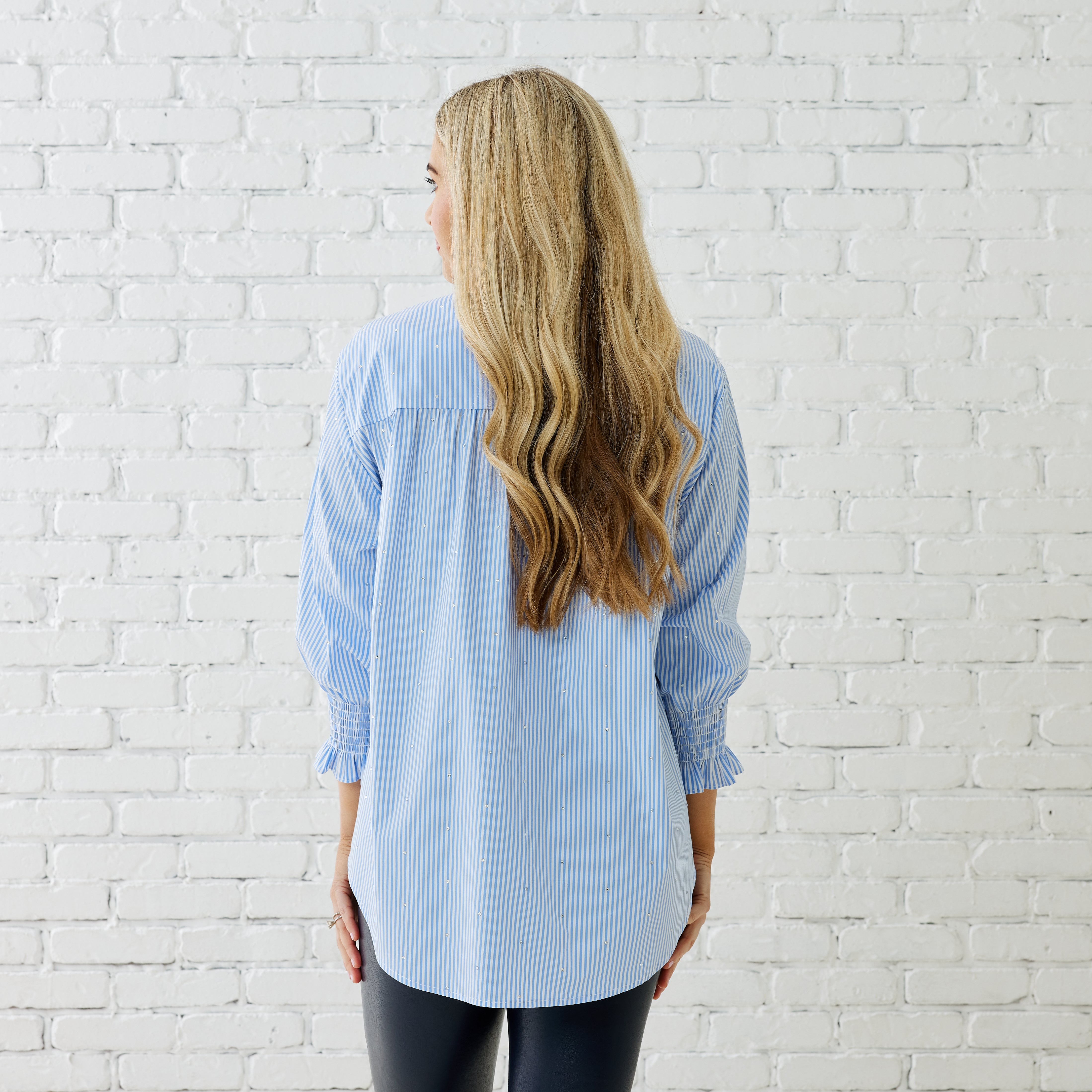 Kimberly Sparkle Top - Oxford Stripe