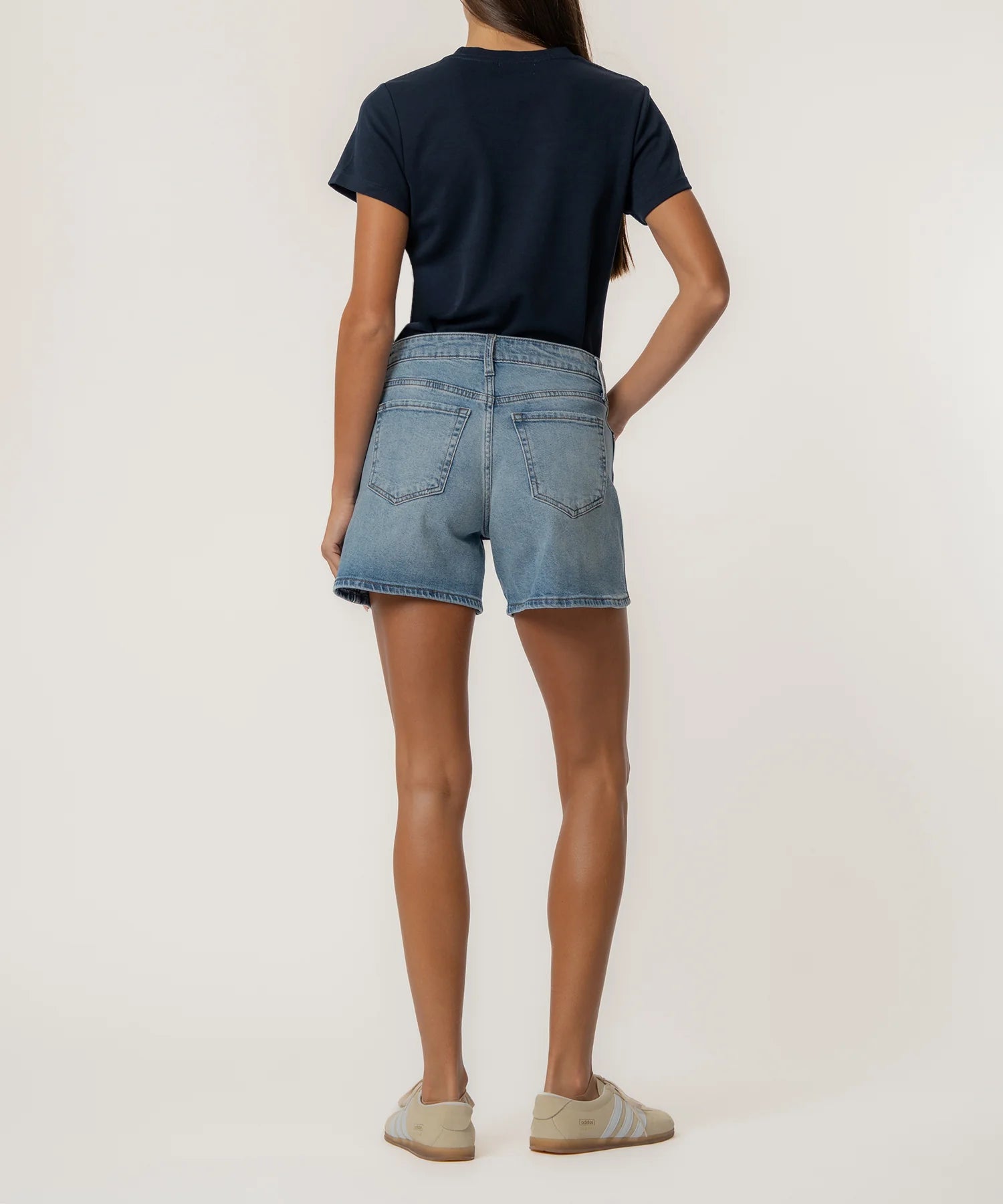 Jane High Rise Long Short - Medium Wash