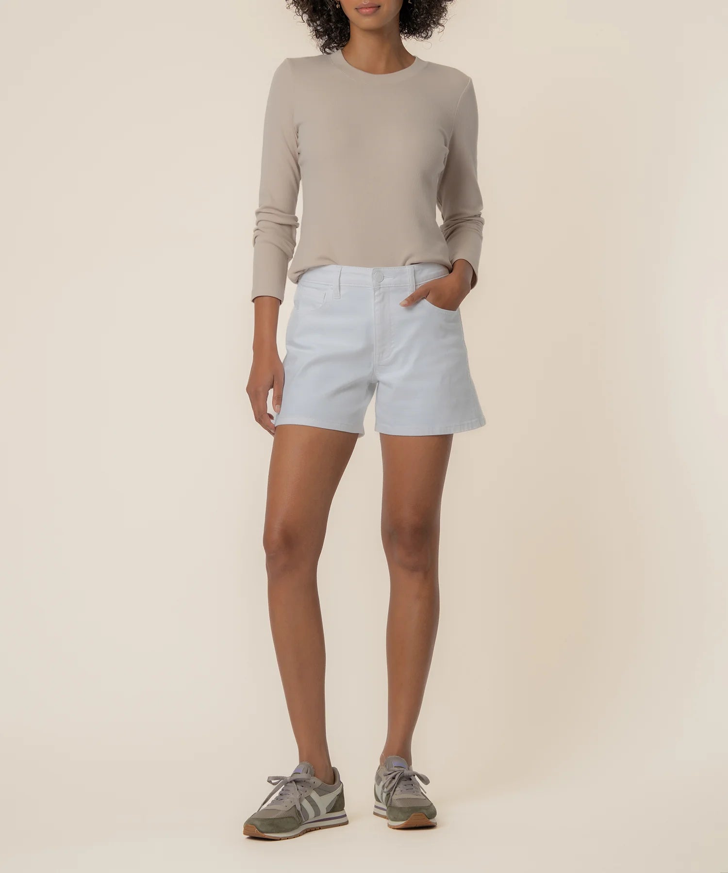 Jane High Rise Long Short - Optic White