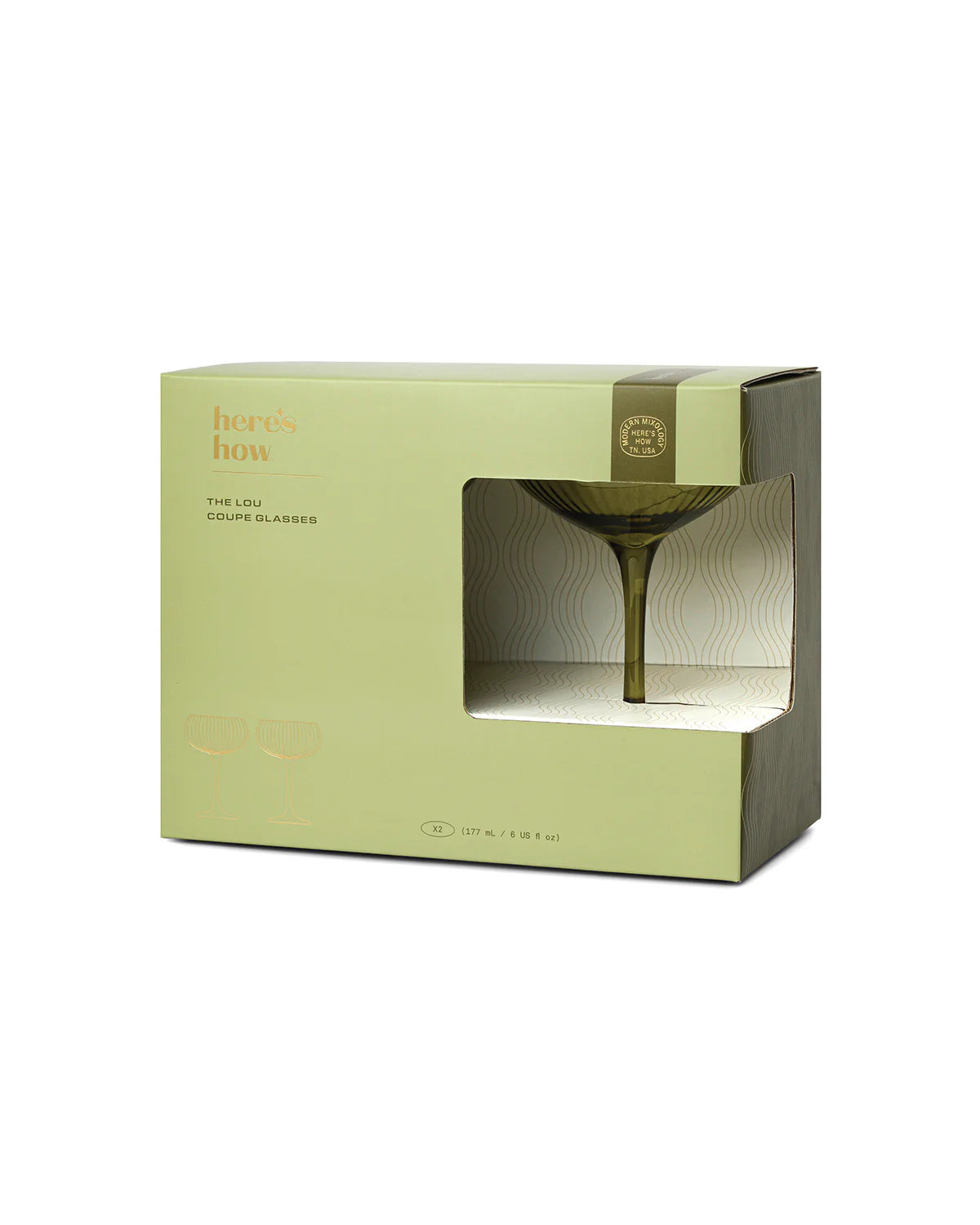 The Lou Coupe Glass- Olive Set of Two