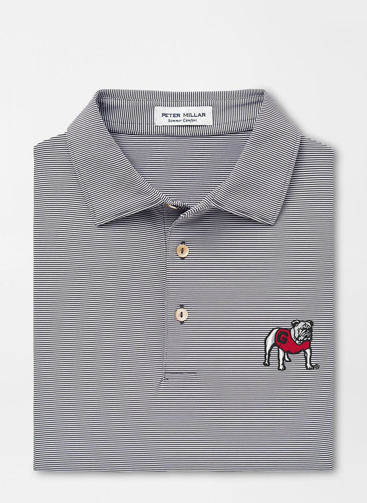 Georgia Standing Bulldog Jubilee Stripe Performance Polo by Peter Millar