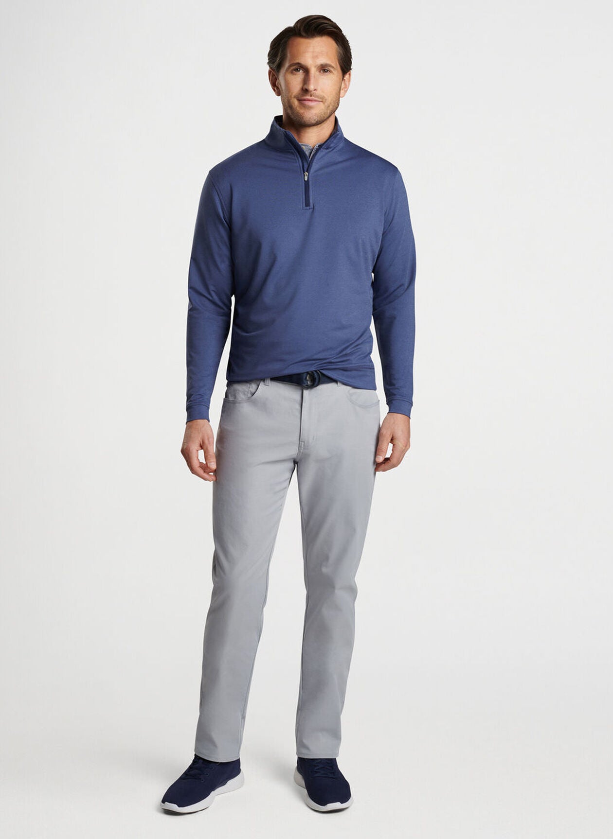 Perth Mélange Performance Quarter-Zip by Peter Millar - Navy