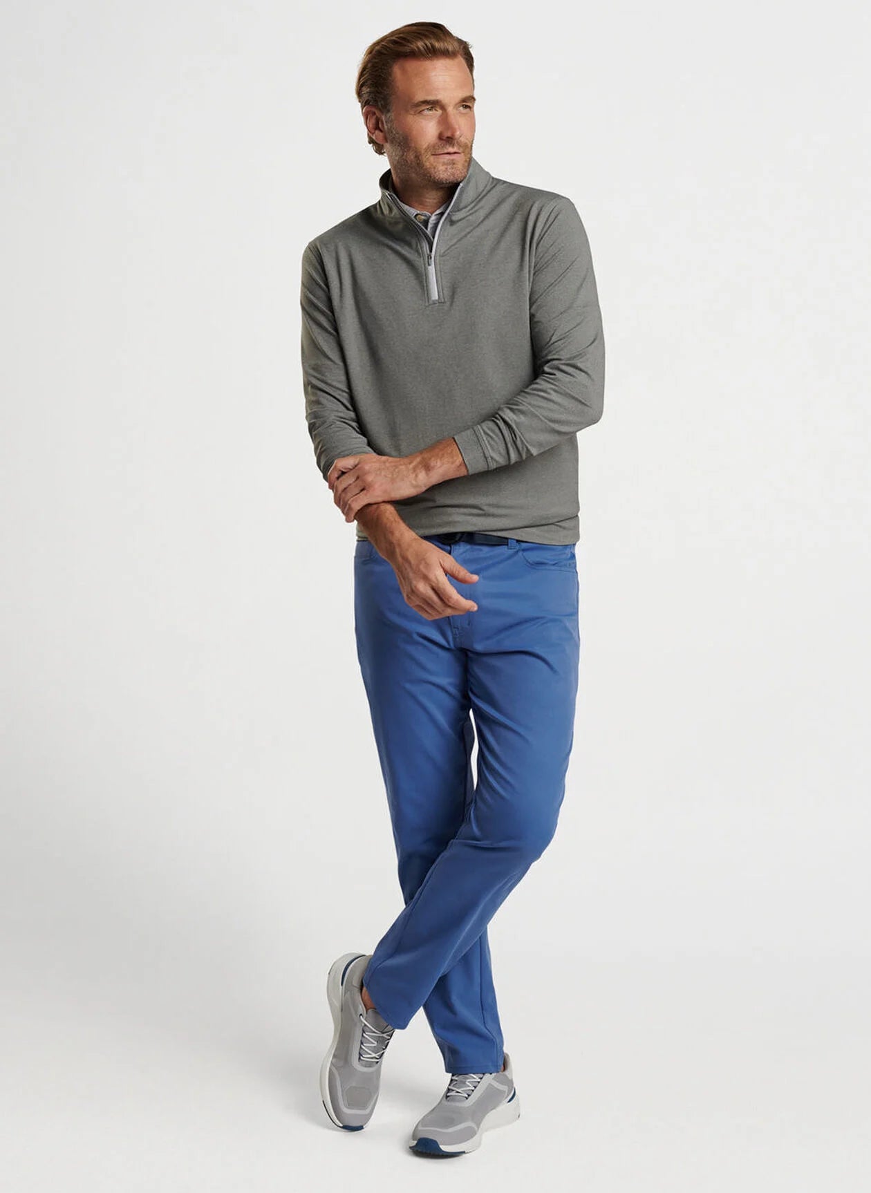 Perth Mélange Performance Quarter-Zip by Peter Millar - Smoke