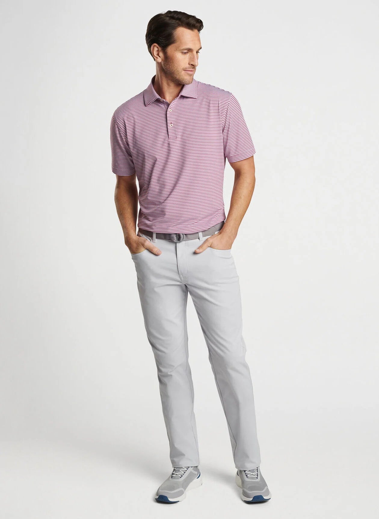 Cedar Performance Jersey Polo by Peter Millar - Pomegranate