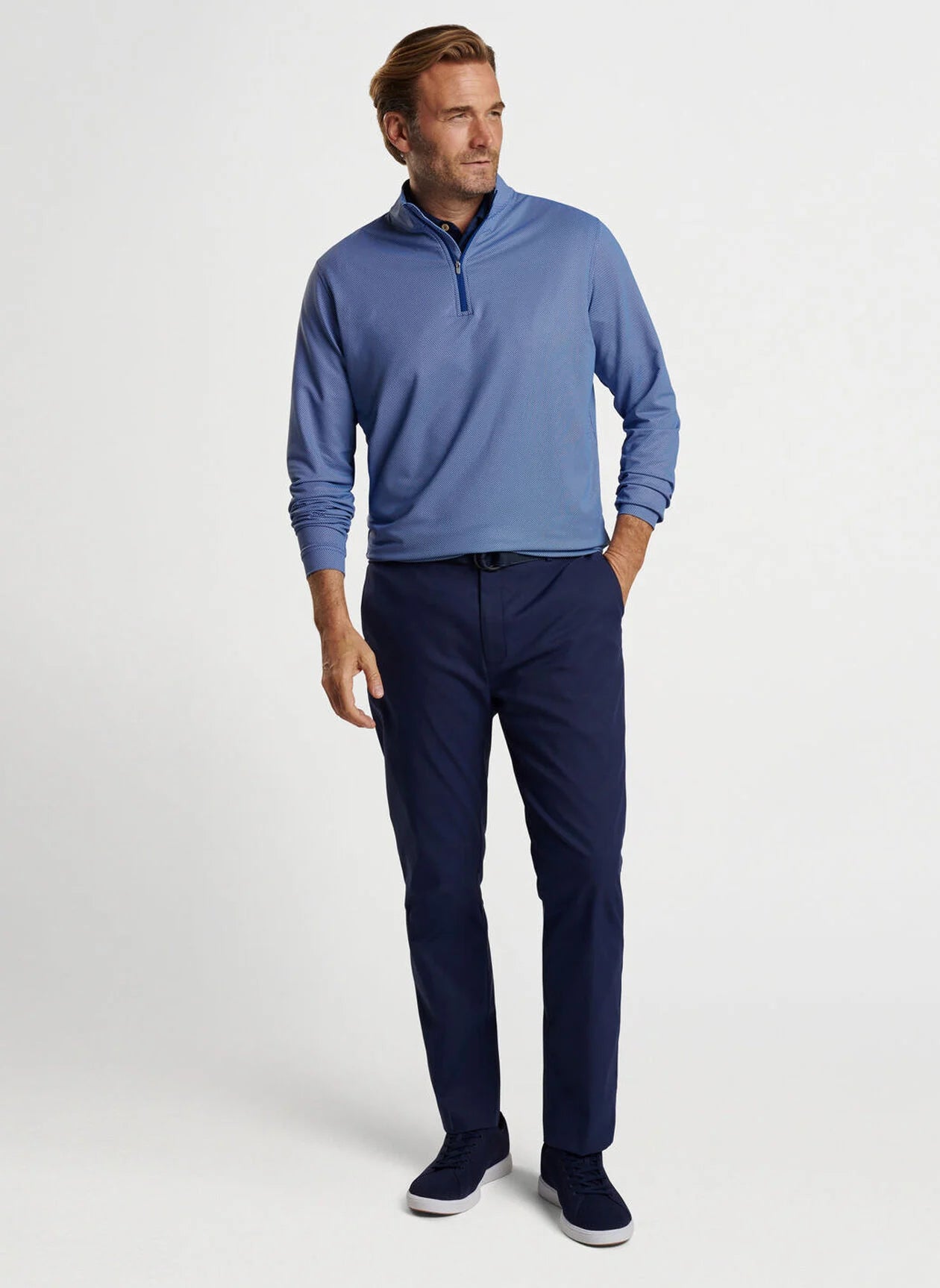 Perth Birdseye Performance Quarter-Zip by Peter Millar - Sport Navy