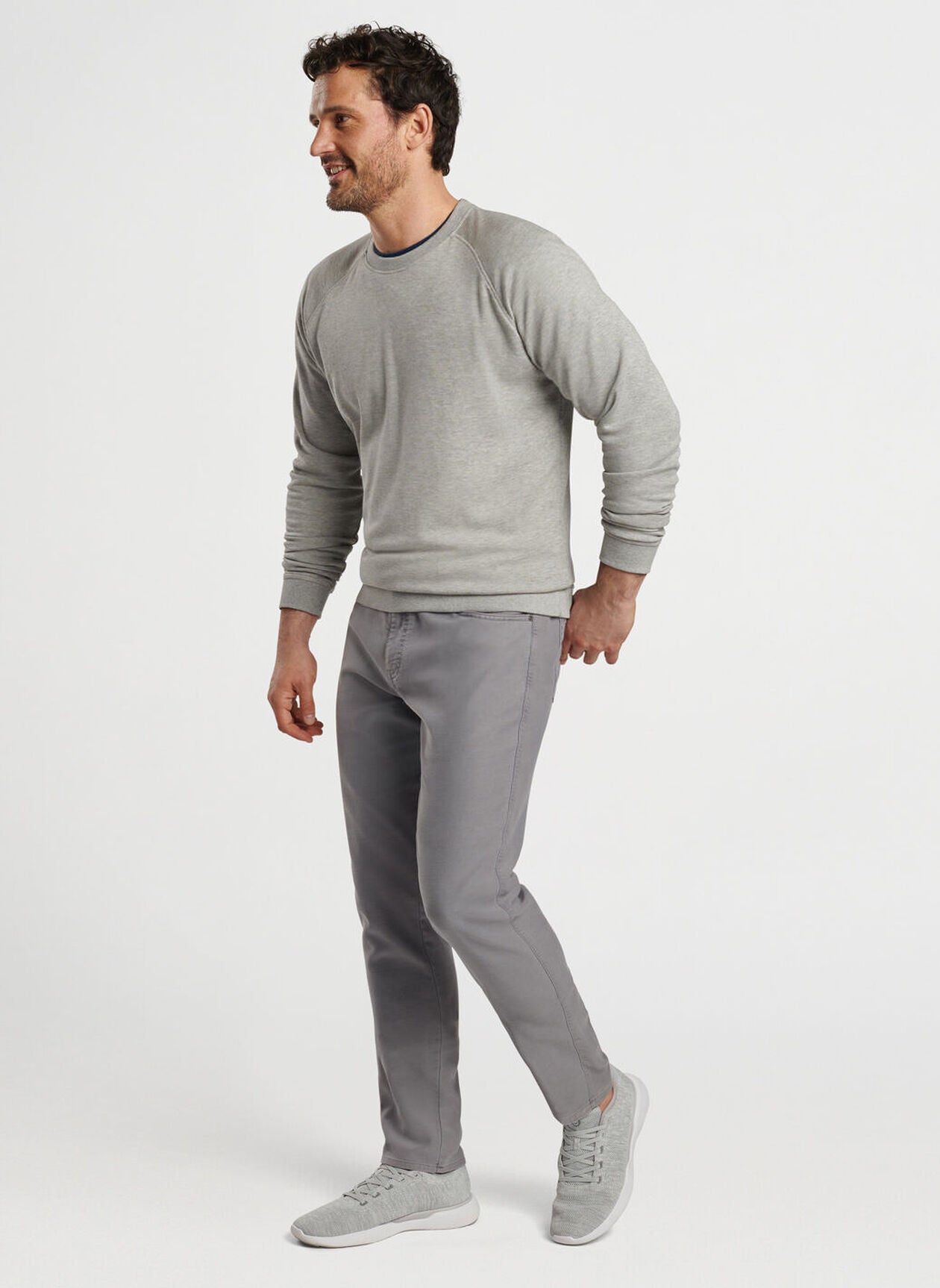 Crown Comfort Knit Crew by Peter Millar - Light Grey