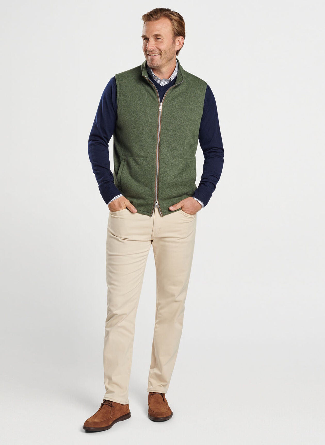 Crown Sweater Fleece Vest by Peter Millar - Dark Olive