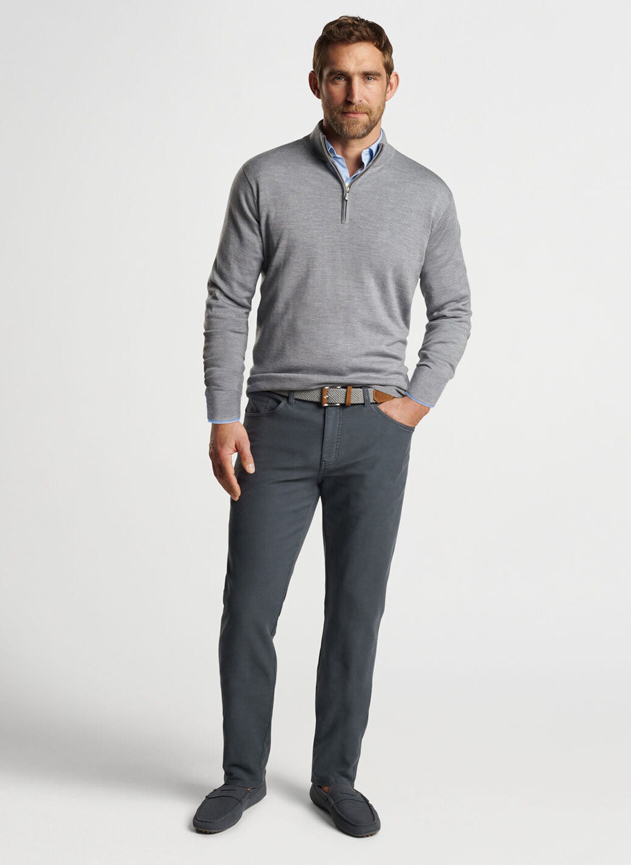 Autumn Crest Quarter-Zip by Peter Millar - British Grey