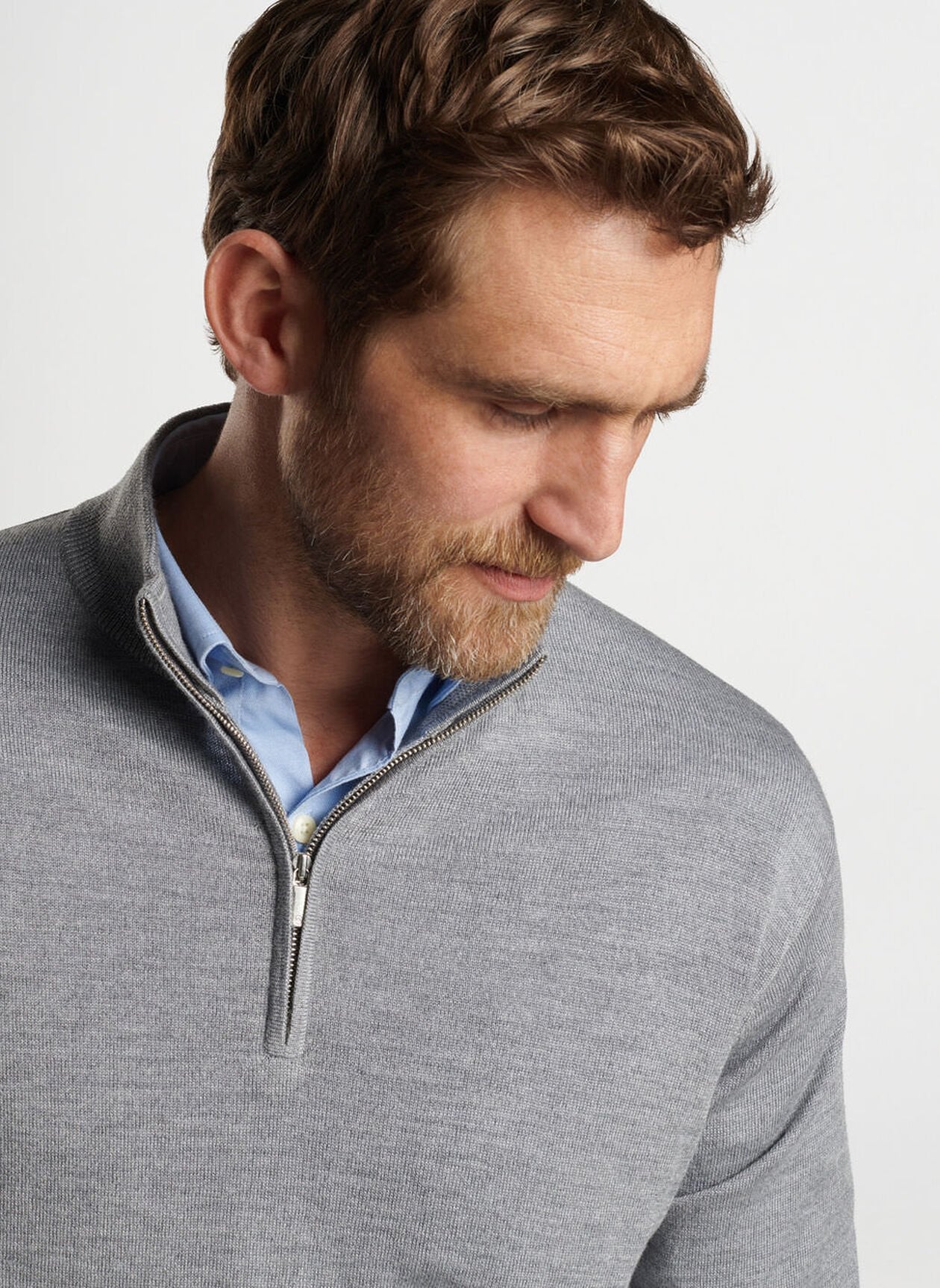 Autumn Crest Quarter-Zip by Peter Millar - British Grey