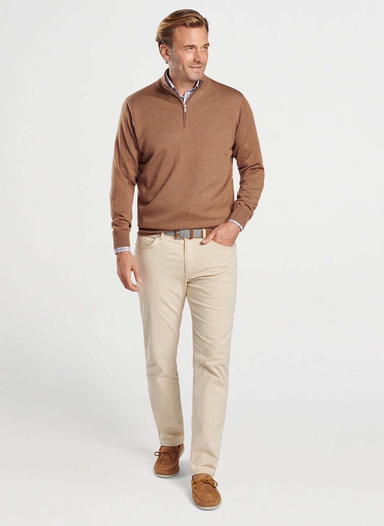 Autumn Crest Quarter-Zip by Peter Millar - British Tan