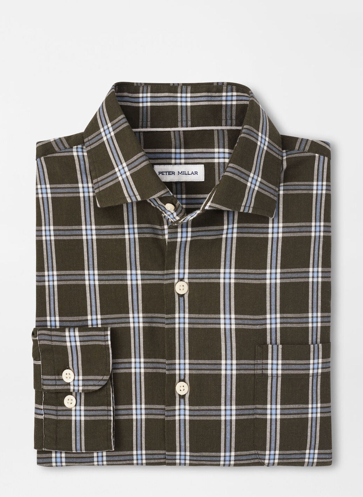 Vernon Flannelite Cotton-Stretch Sport Shirt by Peter Millar - Dark Olive