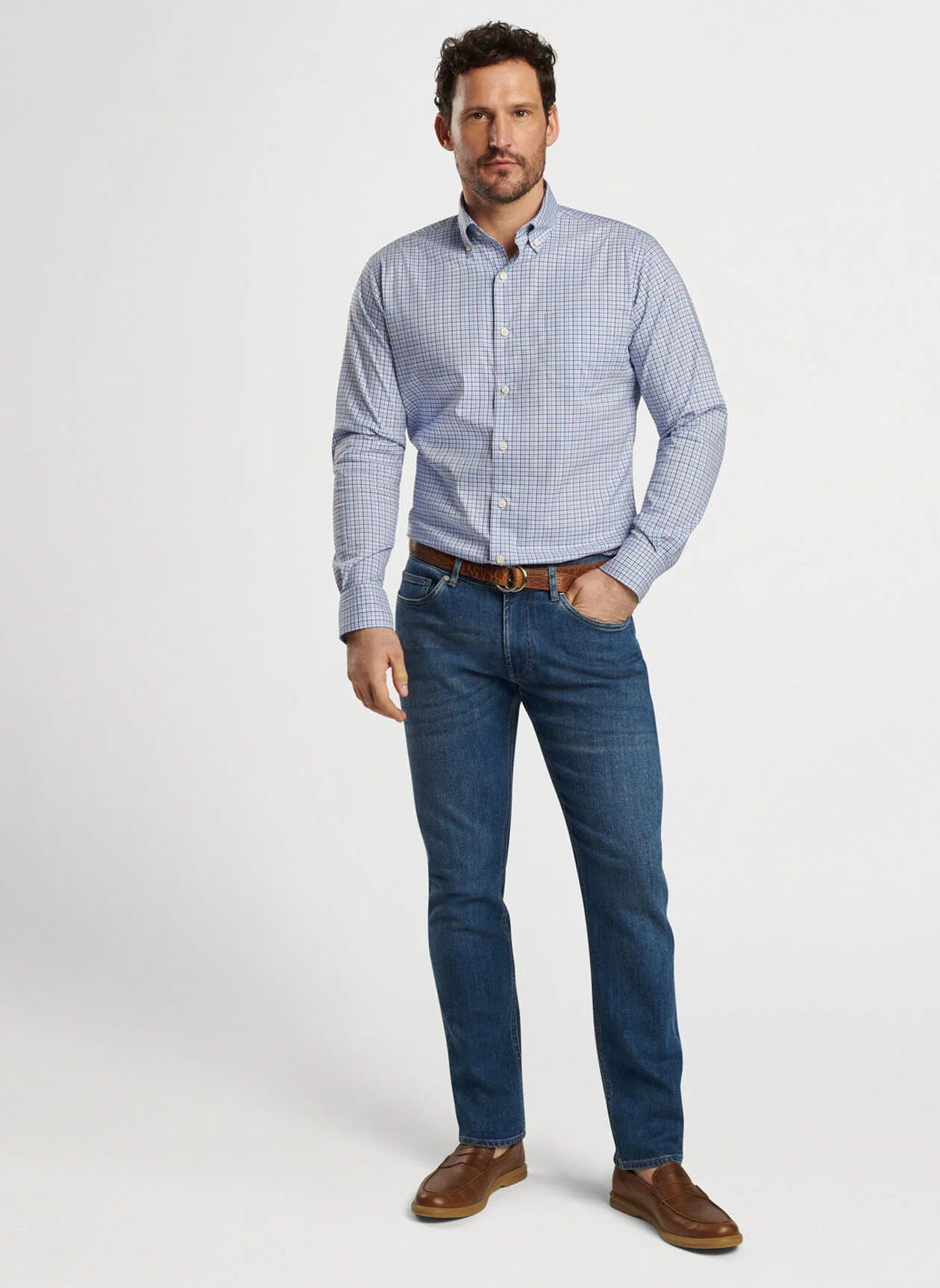 Albert Crown Lite Cotton-Stretch Sport Shirt by Peter Millar - Galaxy