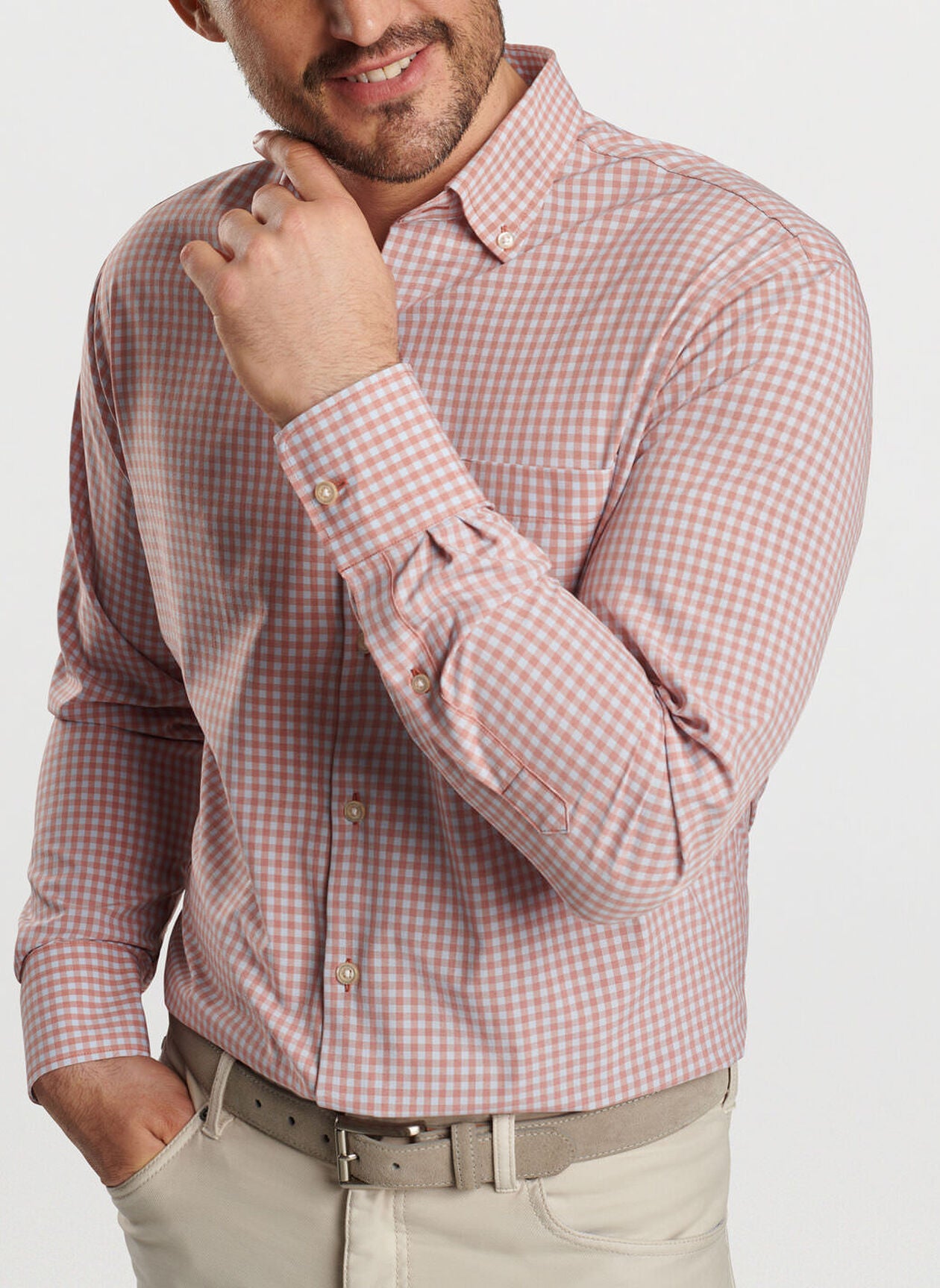 Peter Millar - Murray Performance Poplin Sport Shirt - Burnt Orange