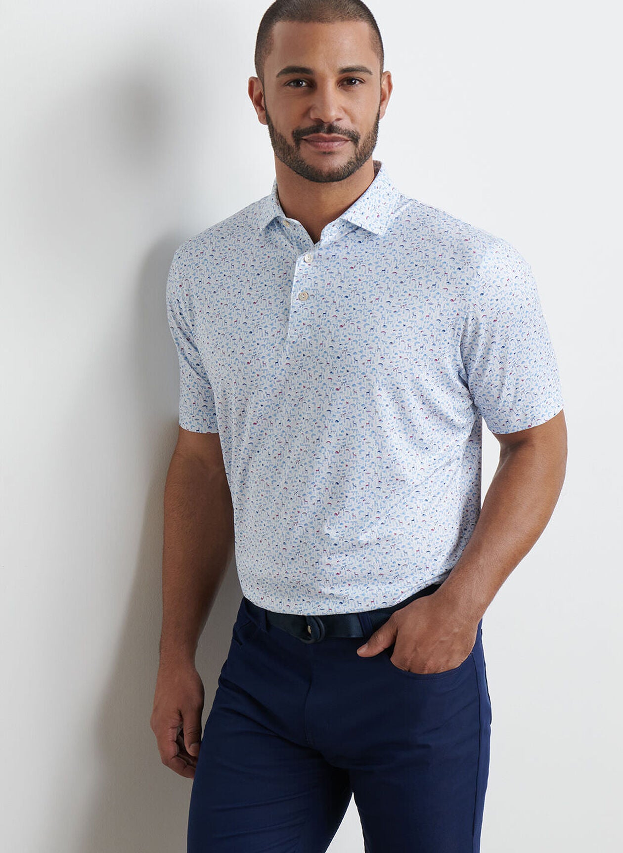 On The Hunt Performance Jersey Polo by Peter Millar - White